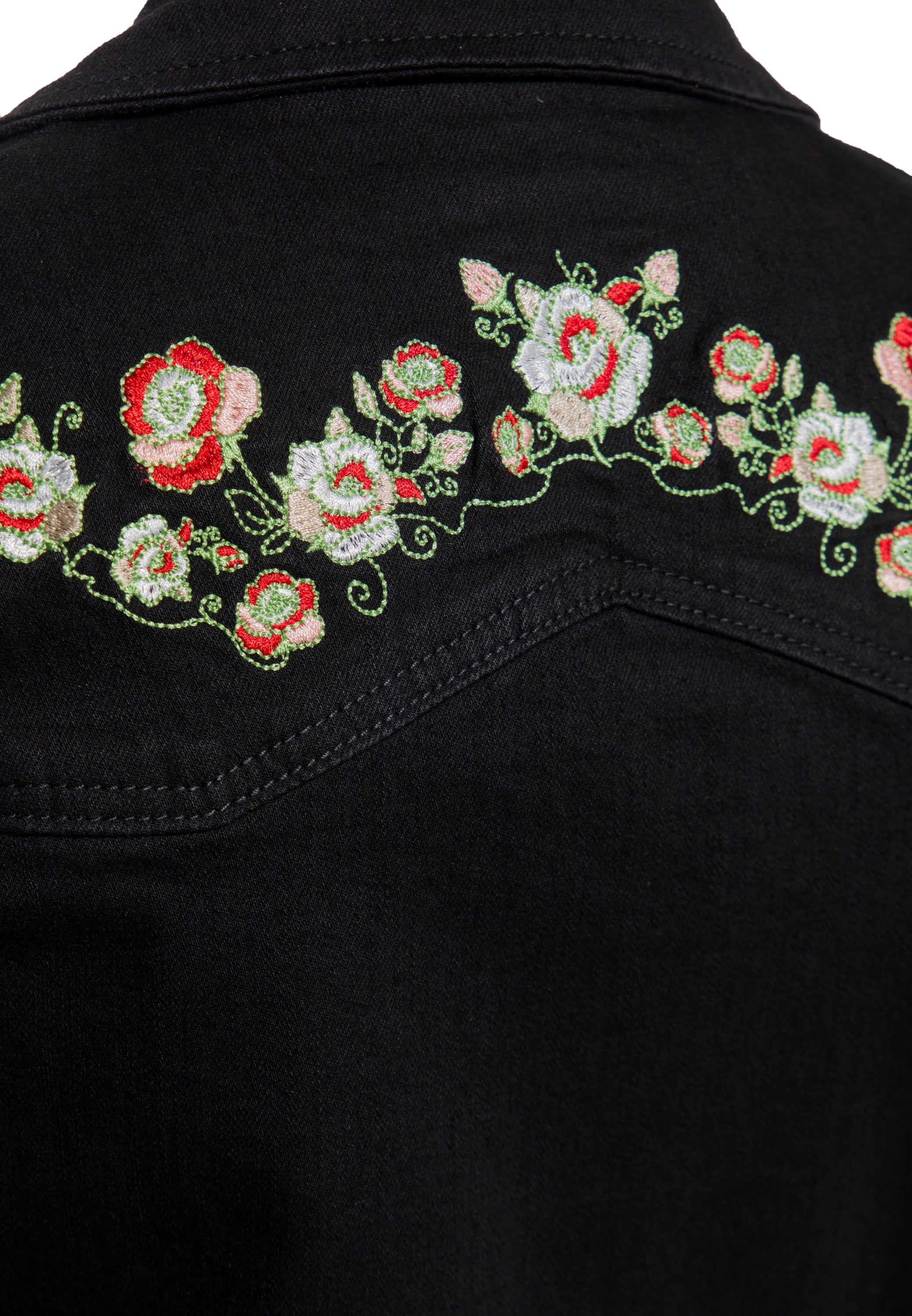 Queen Kerosin - 50s Swing Jeanskleid mit Stickerei