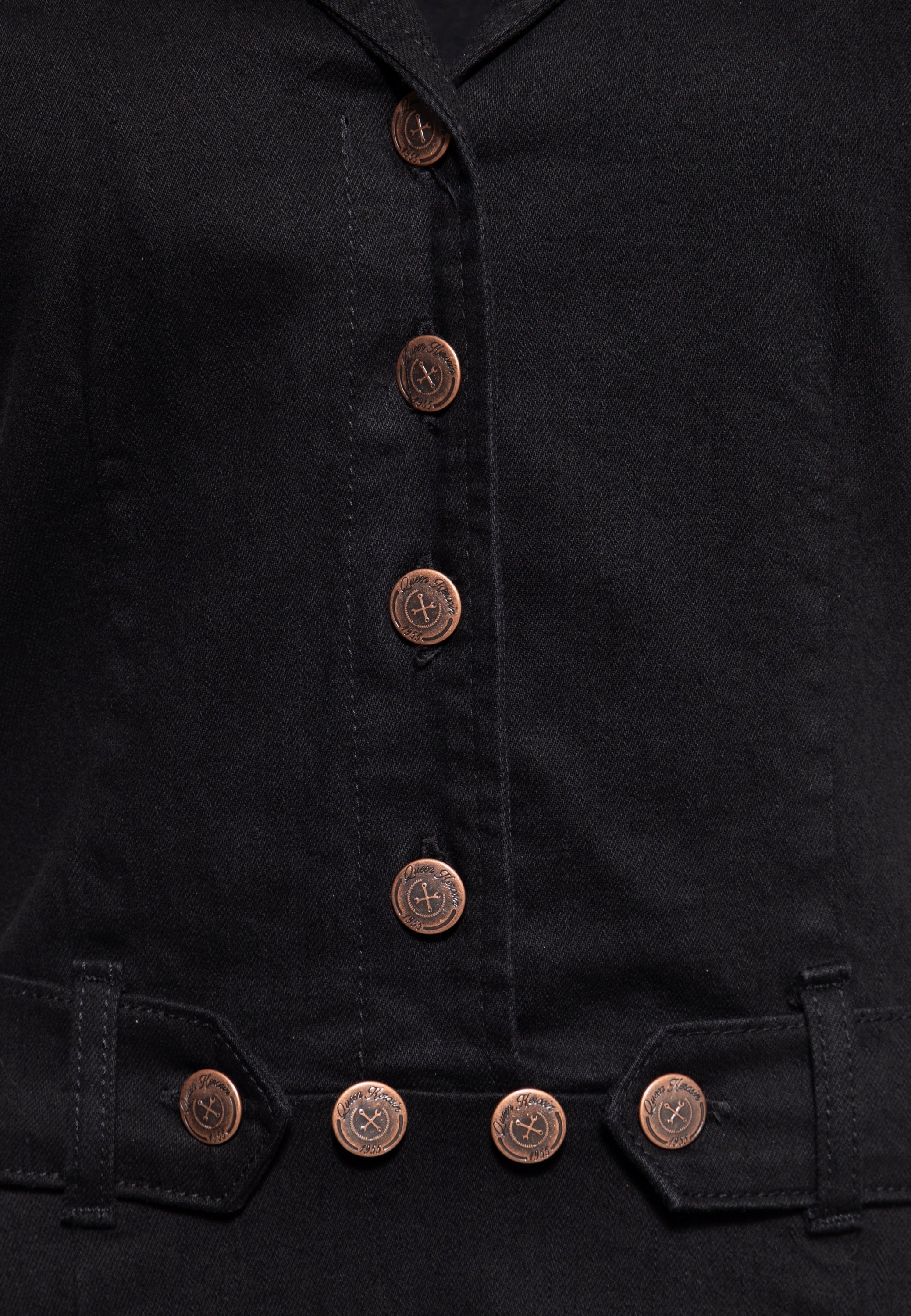 Queen Kerosin - 50s Swing Jeanskleid mit Stickerei