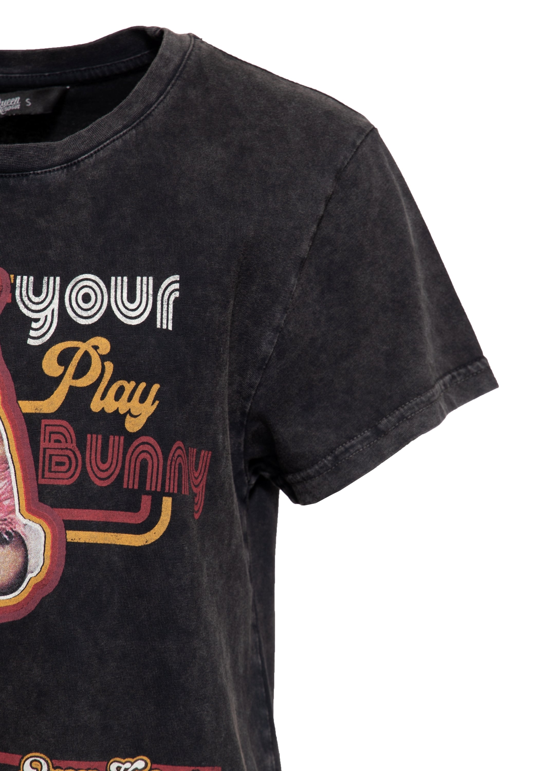 Queen Kerosin - Acid washed Boyfriend T-Shirt «Not your Playbunny»