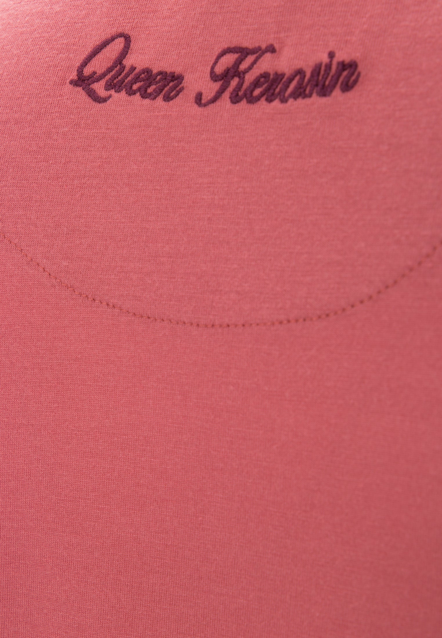 Queen Kerosin - Basic Longsleeve mit offenen Abschlüssen und Logo Stickerei