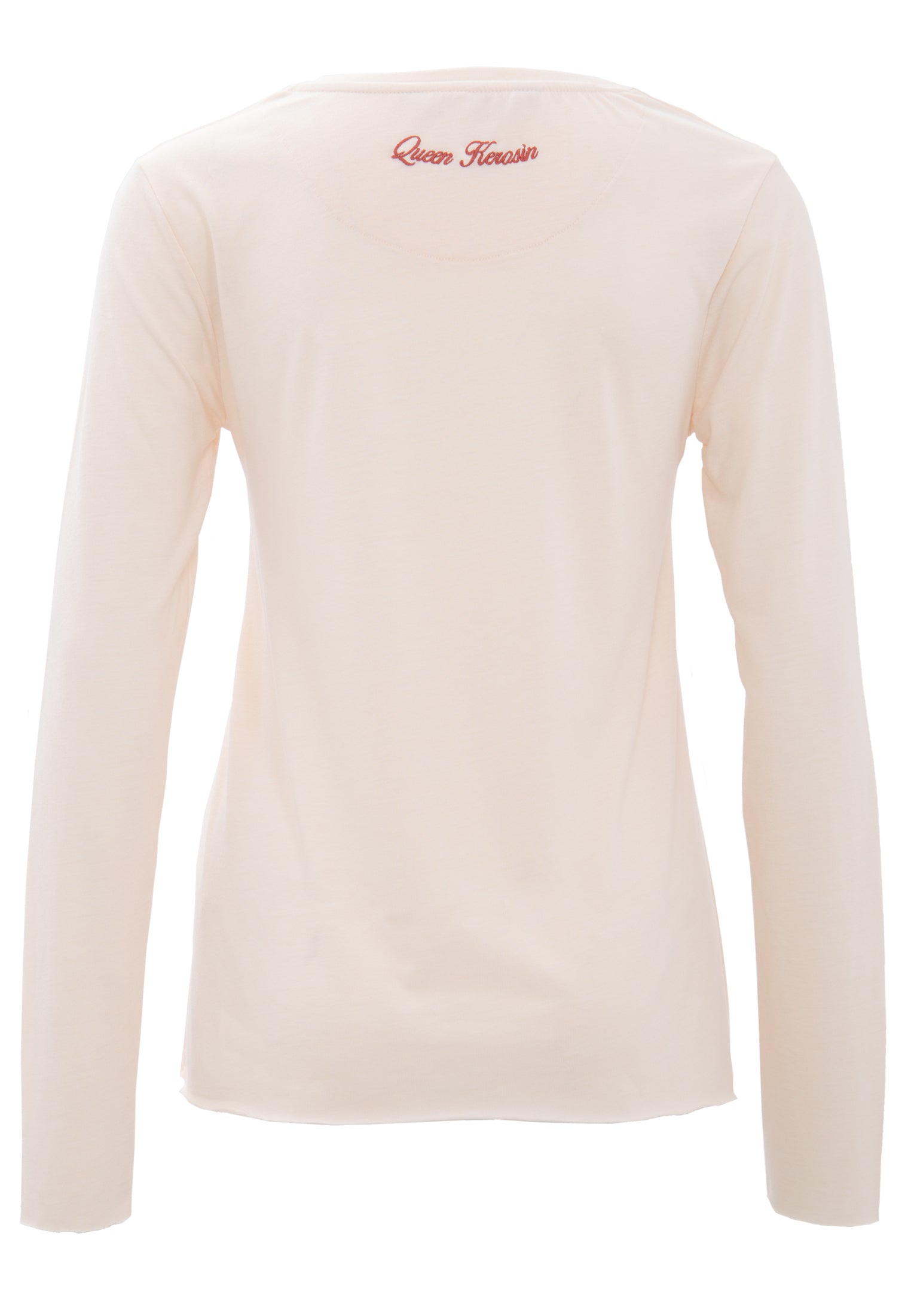 Queen Kerosin - Basic Longsleeve mit offenen Abschlüssen und Logo Stickerei