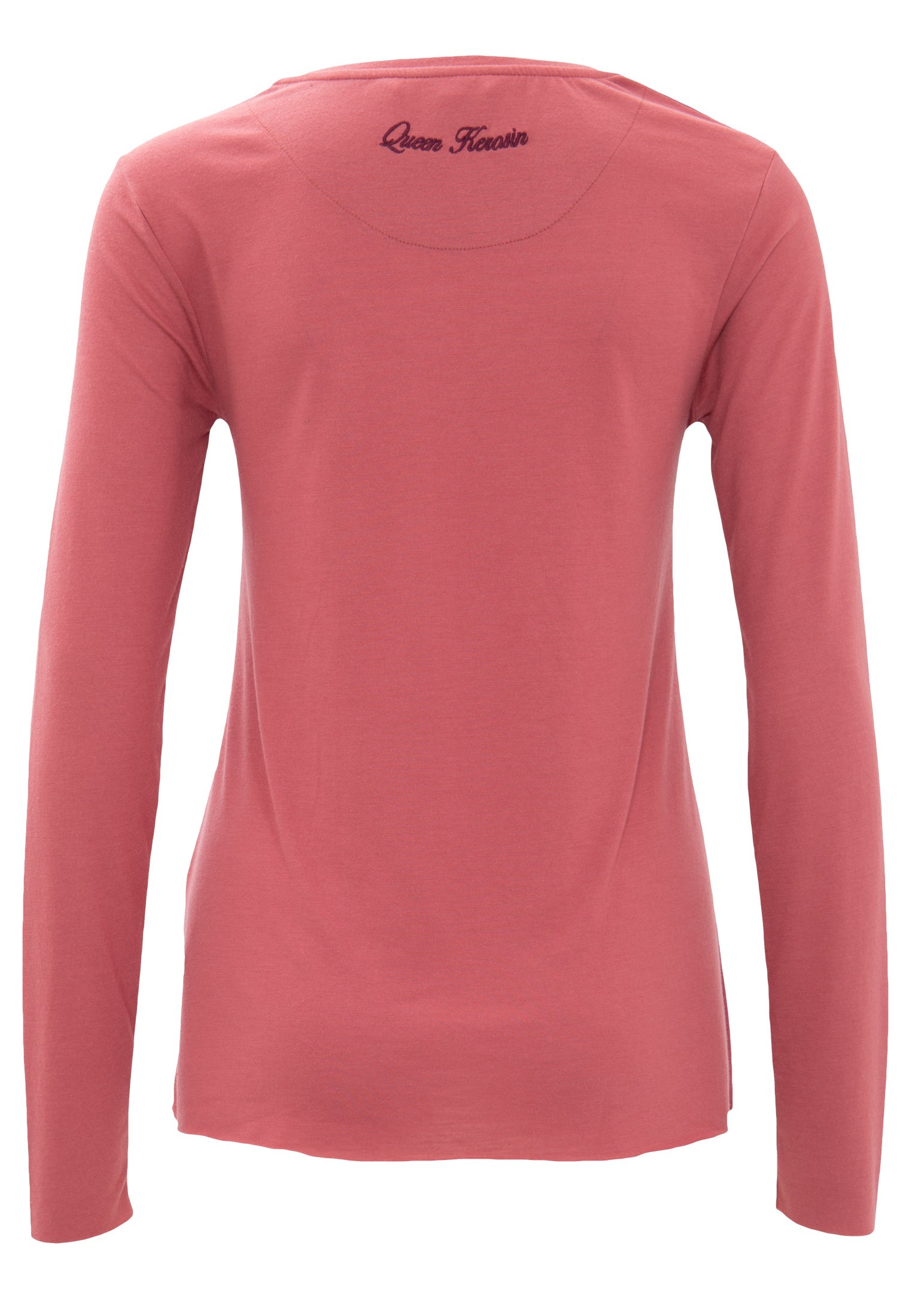 Queen Kerosin - Basic Longsleeve mit offenen Abschlüssen und Logo Stickerei