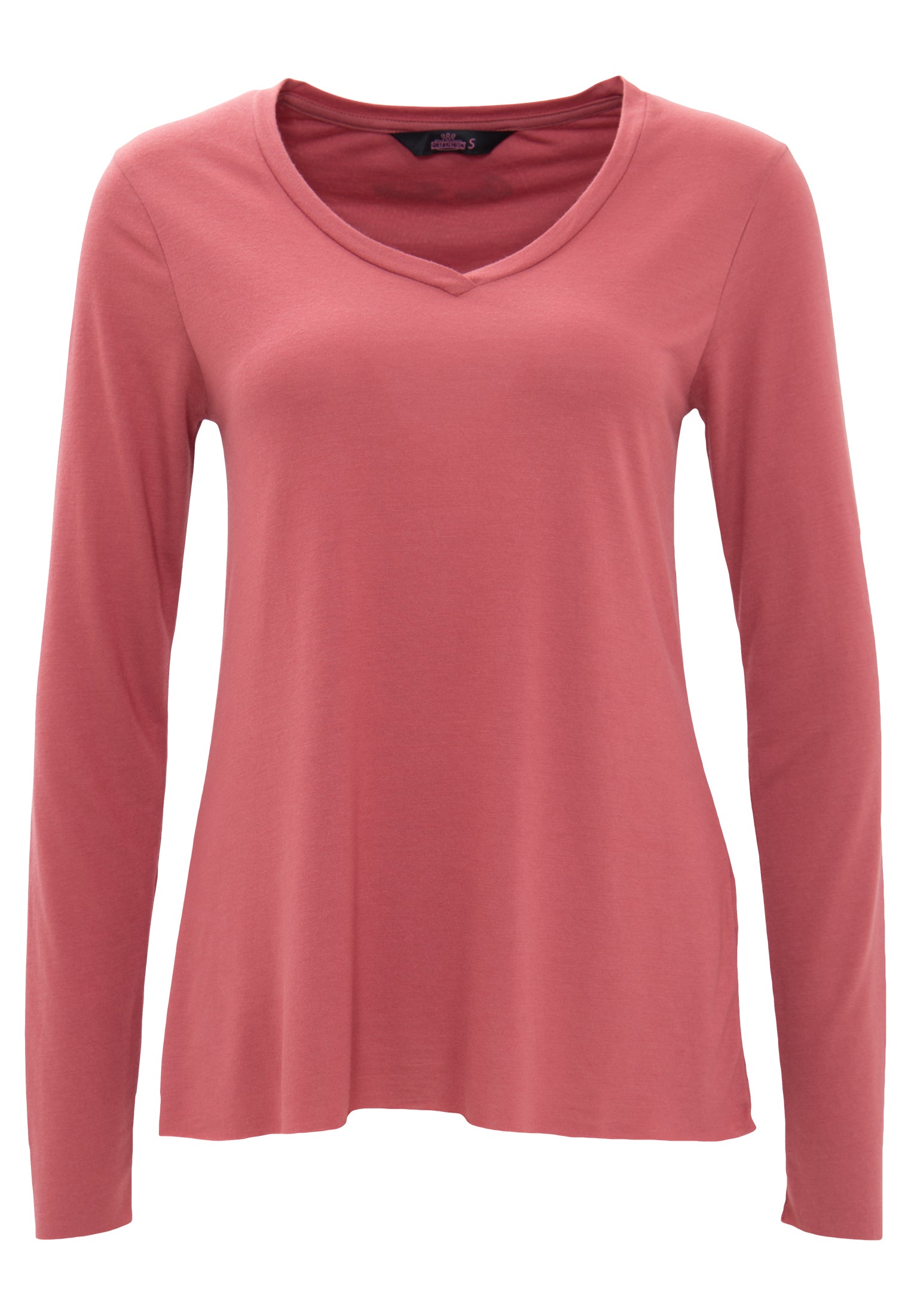 Queen Kerosin - Basic Longsleeve mit offenen Abschlüssen und Logo Stickerei