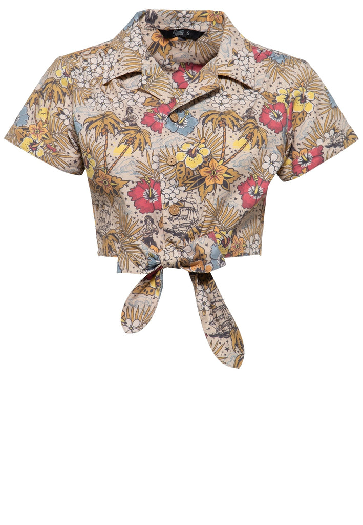 Queen Kerosin - Bluse mit hawaiianischem Muster