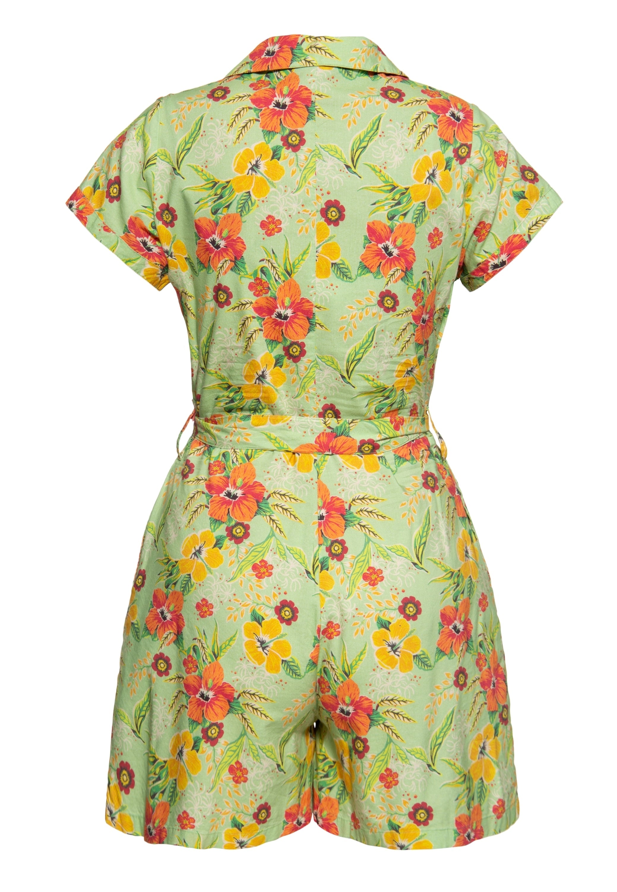 Queen Kerosin - Blusen Jumpsuit «Hibiscus Mint»