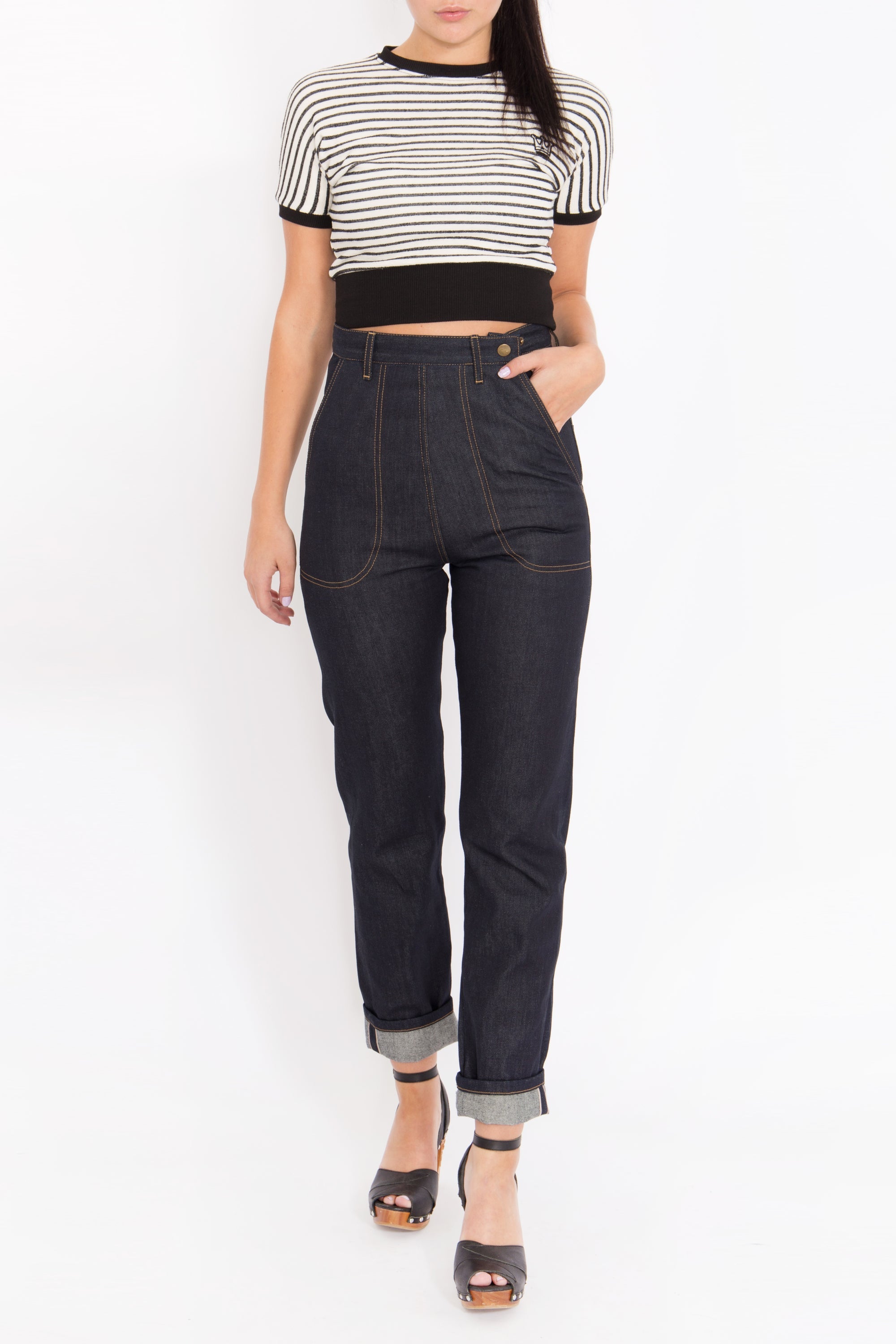 Queen Kerosin - Cropped Pullover mit Streifen