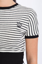 Queen Kerosin - Cropped Pullover mit Streifen