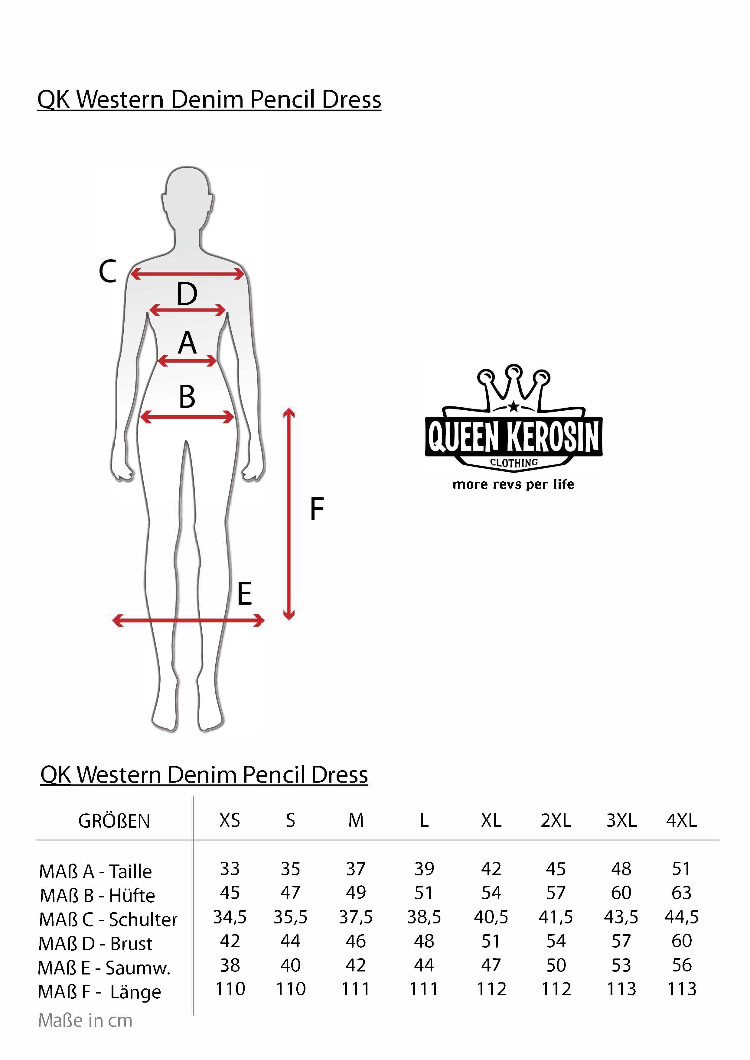 Queen Kerosin - Denim Bleistiftkleid