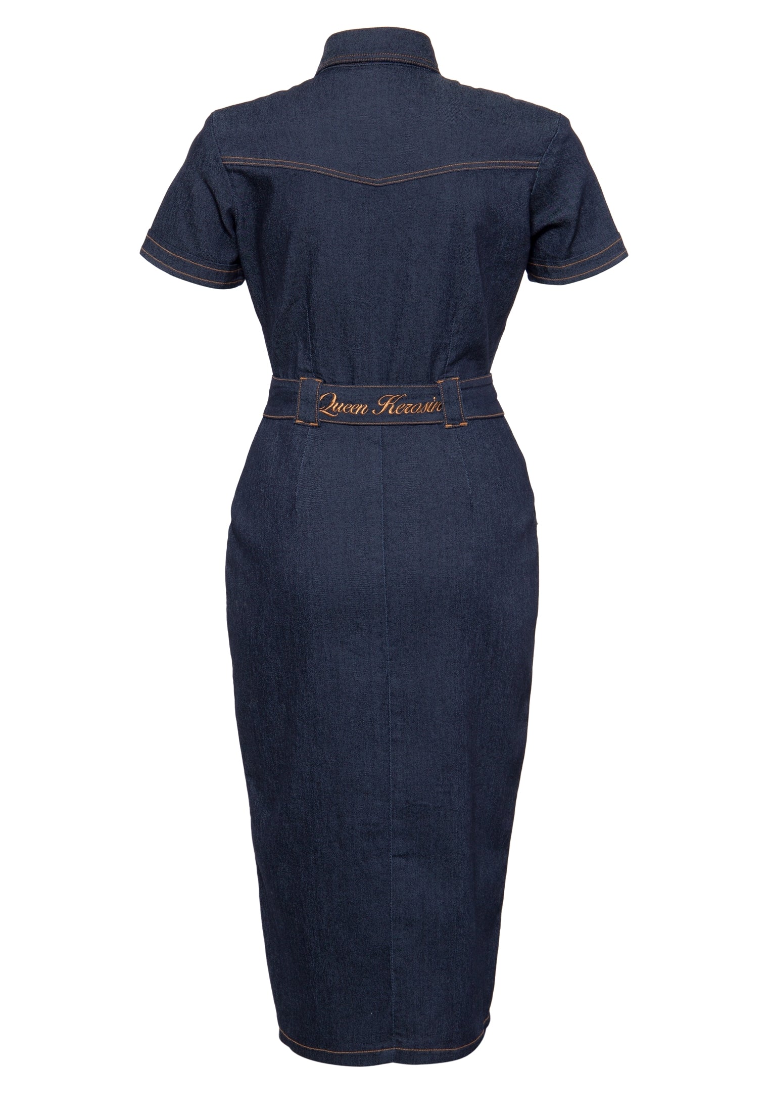 Queen Kerosin - Denim Bleistiftkleid in Vintage-Optik