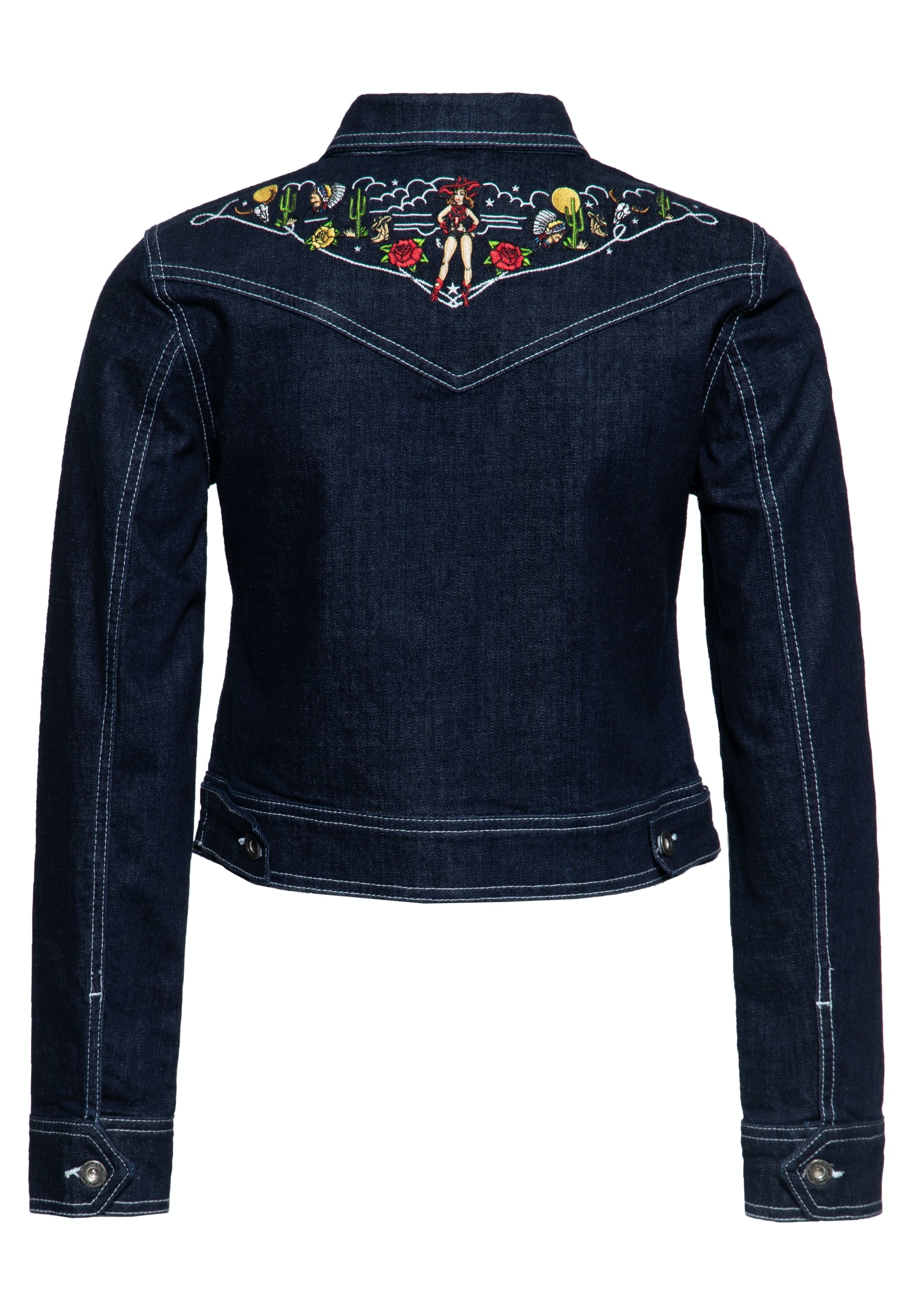 Queen Kerosin - Denim Jeansjacke im Western-Style