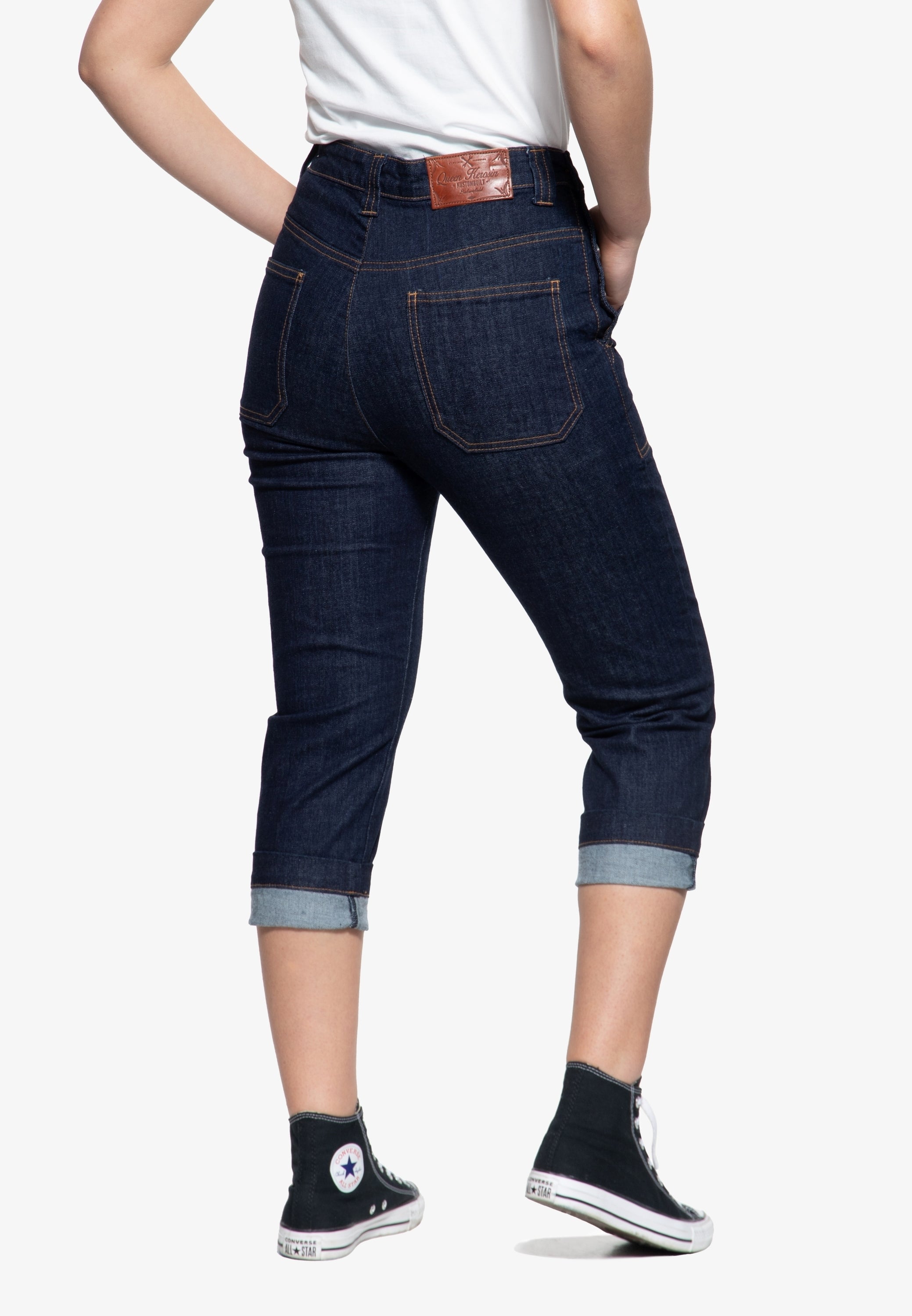 Queen Kerosin - High Waist Capri Jeanshose