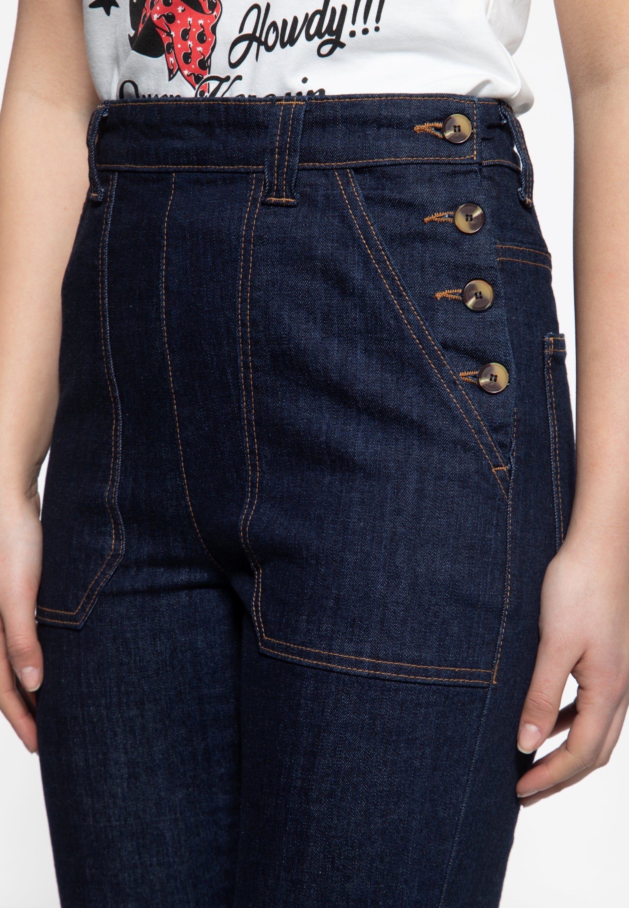 Queen Kerosin - High Waist Capri Jeanshose