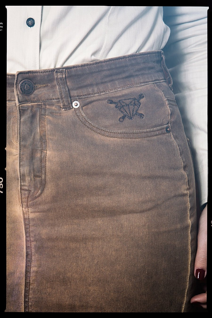 Queen Kerosin - Jeans Bleistiftrock mit Oilwash Effekt
