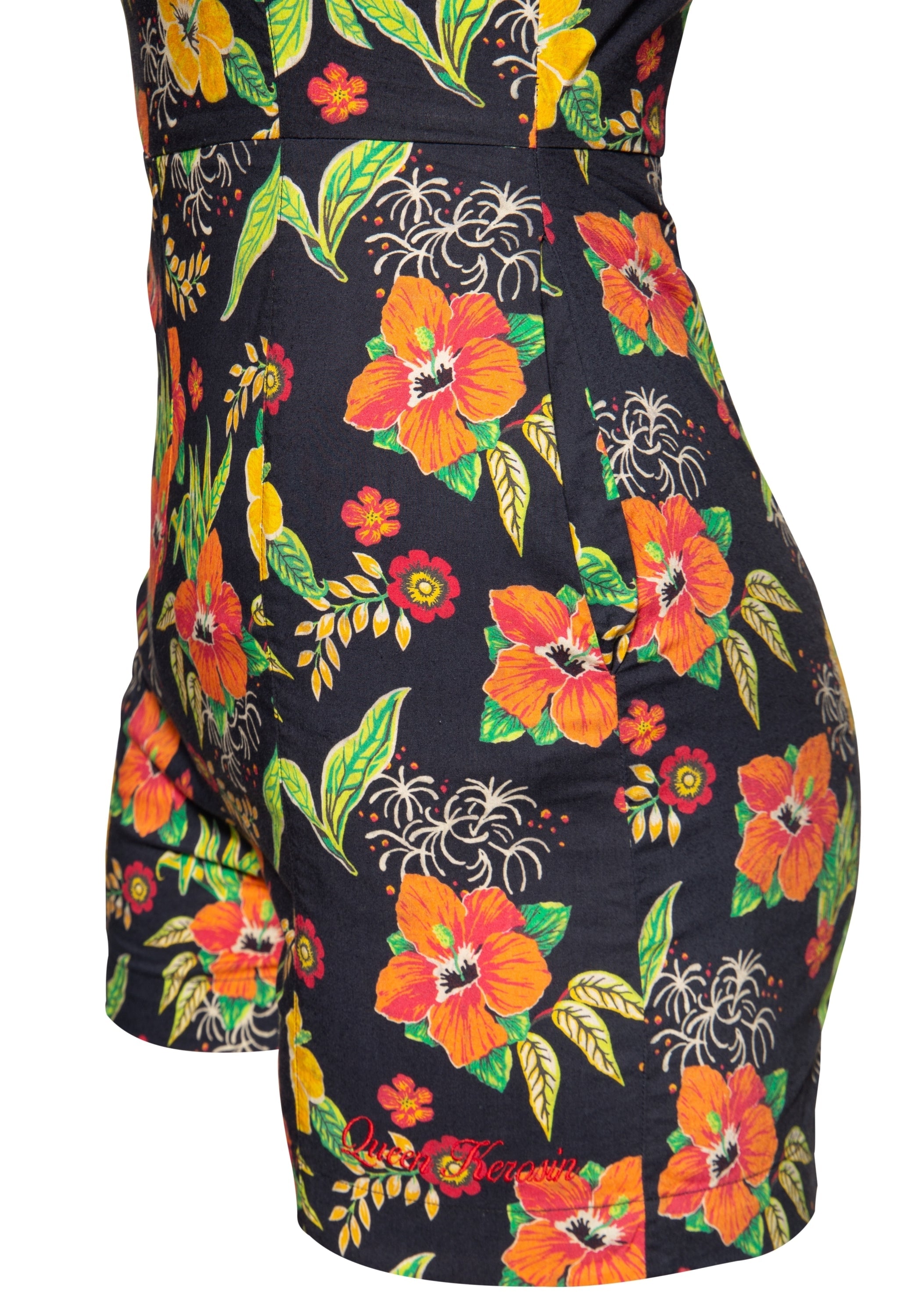 Queen Kerosin - Jumpsuit «Hibiskus Black»