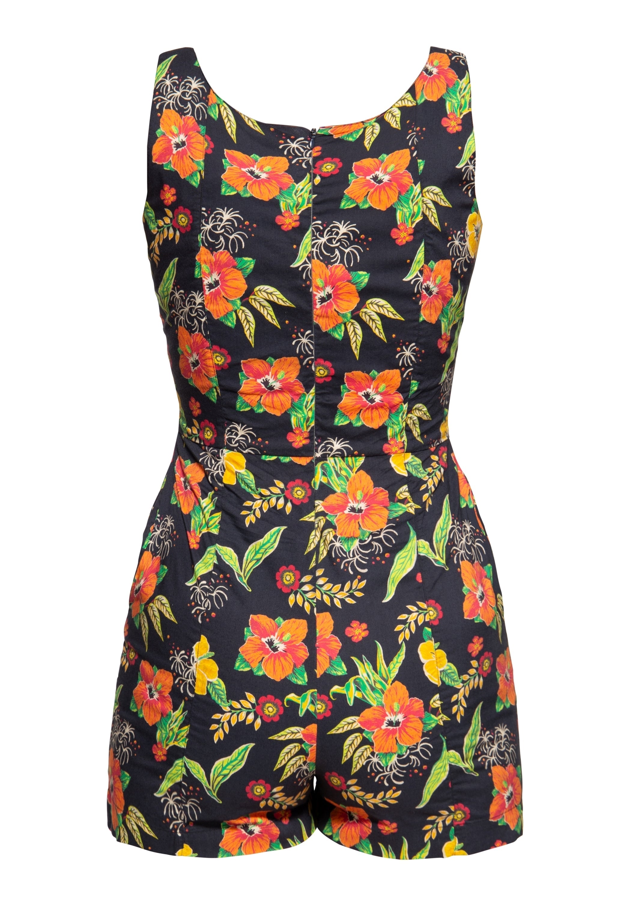 Queen Kerosin - Jumpsuit «Hibiskus Black»