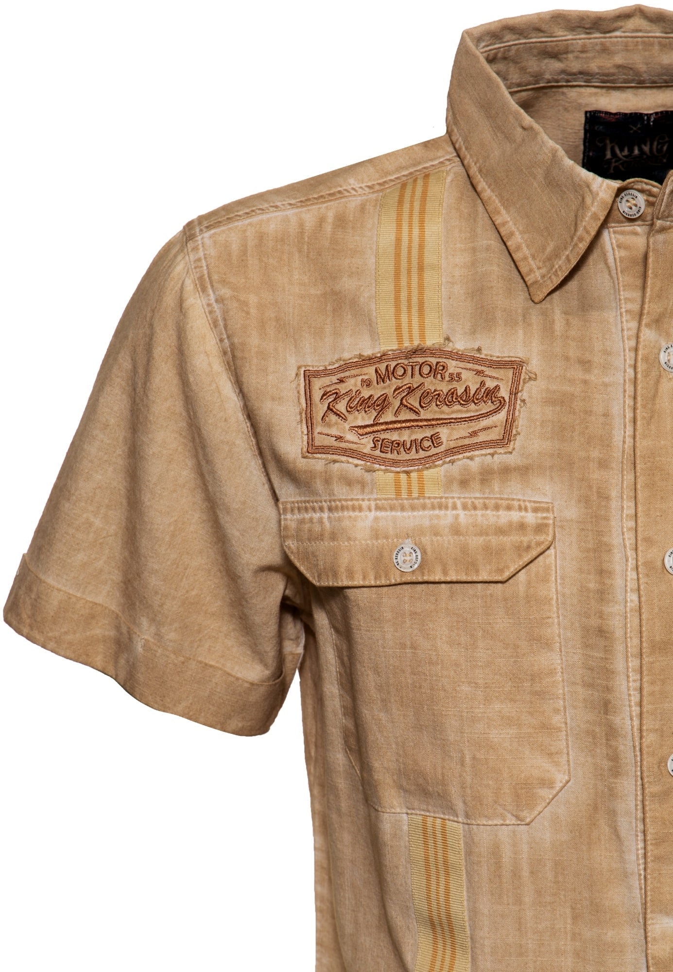 King Kerosin - Kurzarm-Hemd im Workwear-Style «Motor Service»