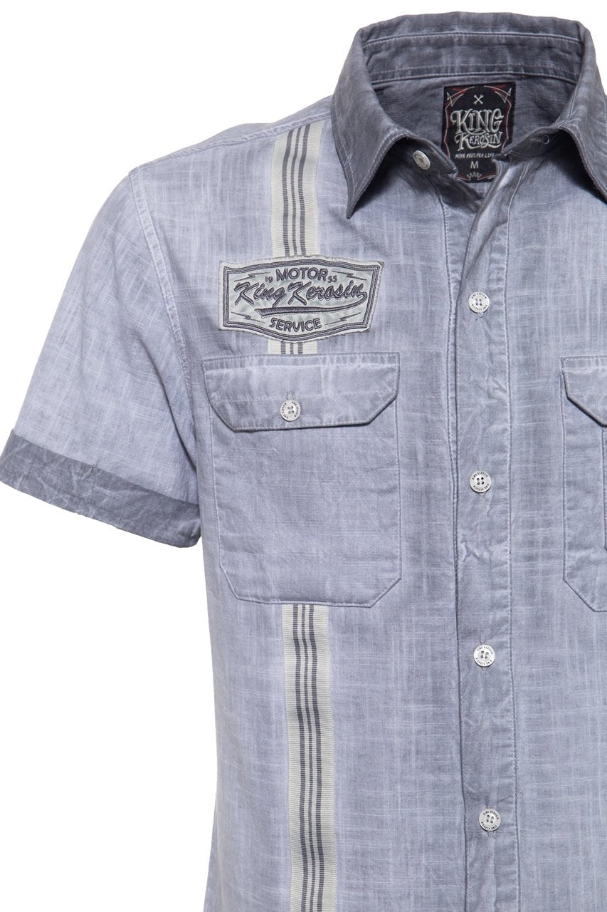 King Kerosin - Kurzarm-Hemd im Workwear-Style «Motor Service»