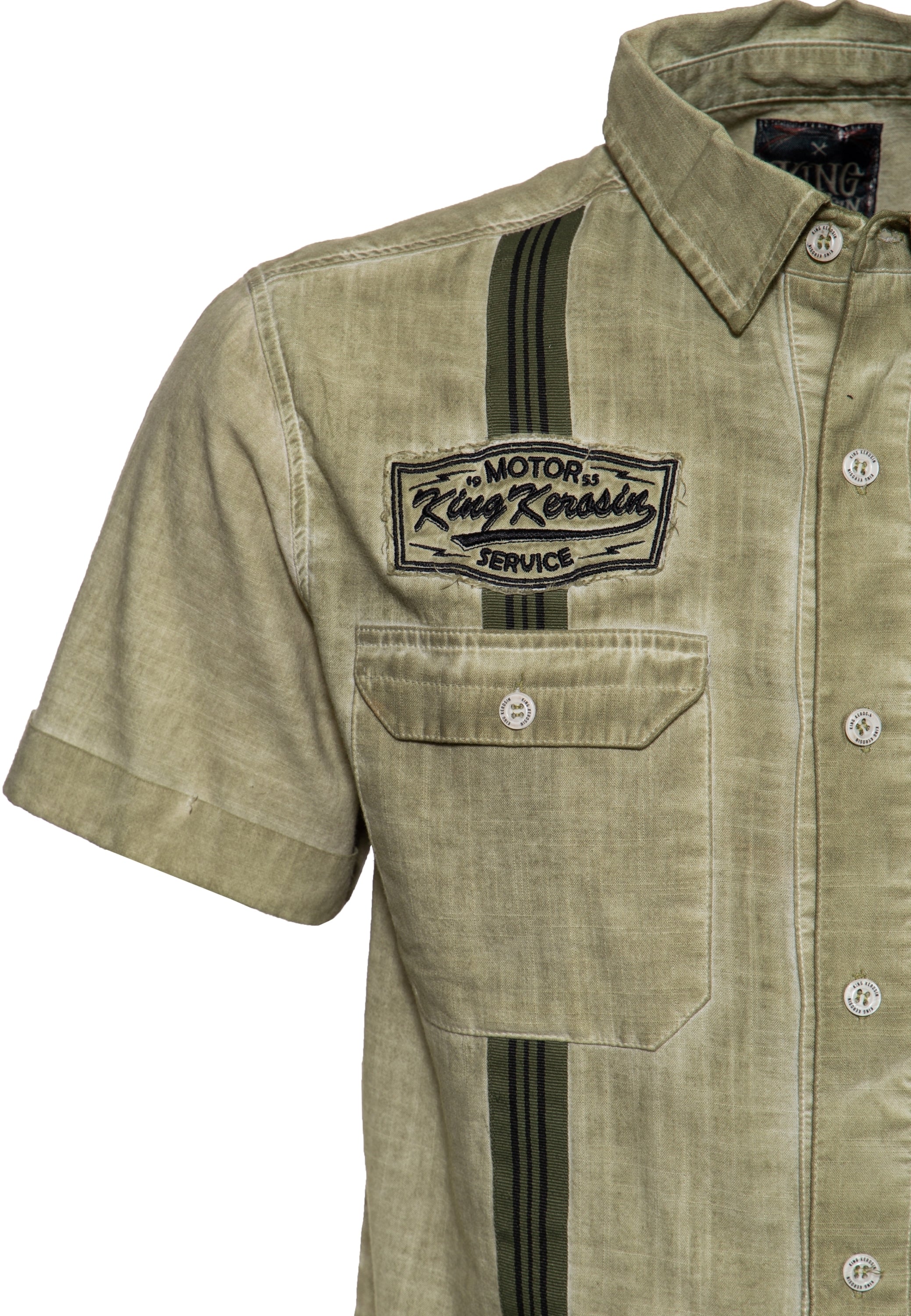 King Kerosin - Kurzarm-Hemd im Workwear-Style «Motor Service»