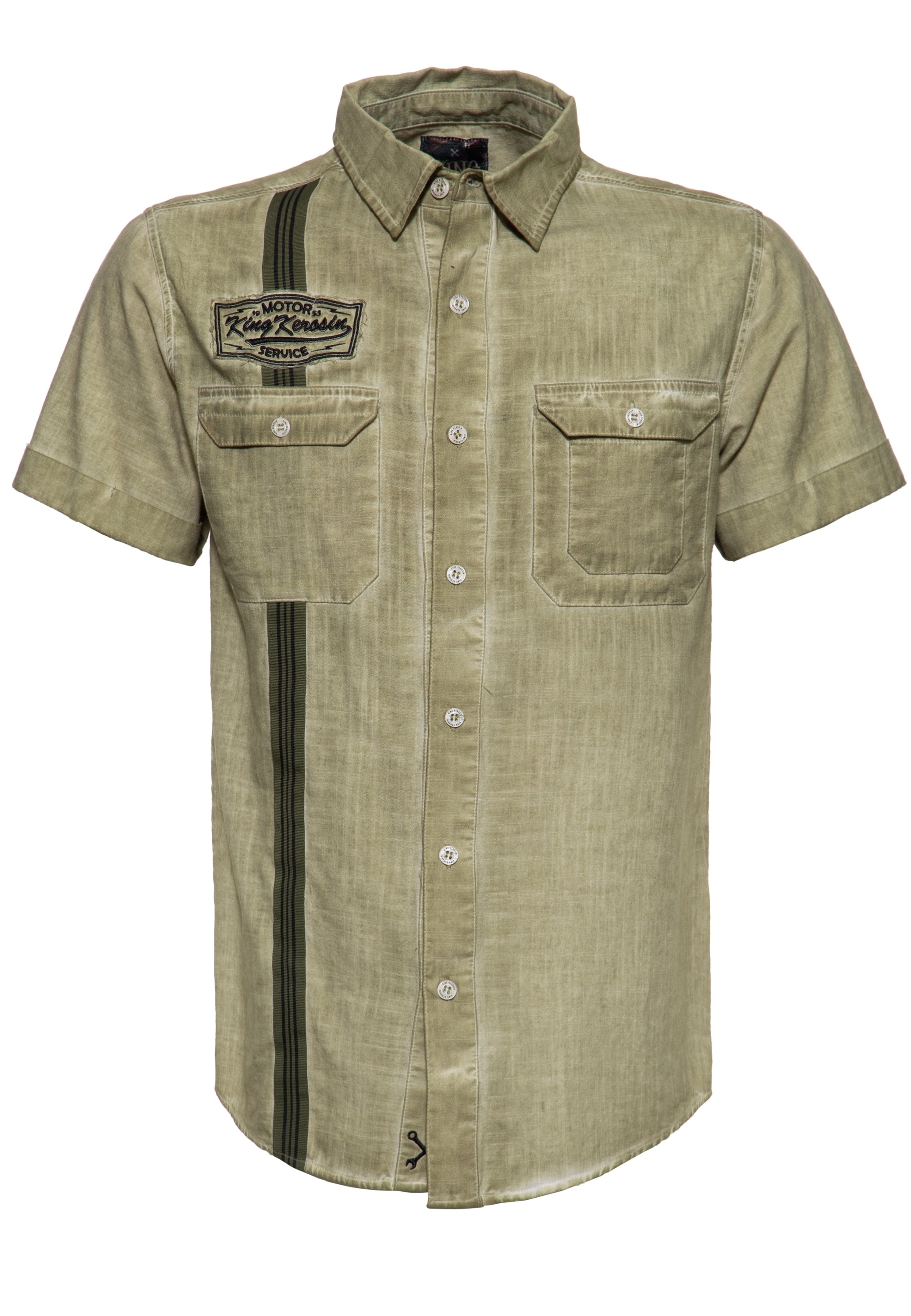 King Kerosin - Kurzarm-Hemd im Workwear-Style «Motor Service»
