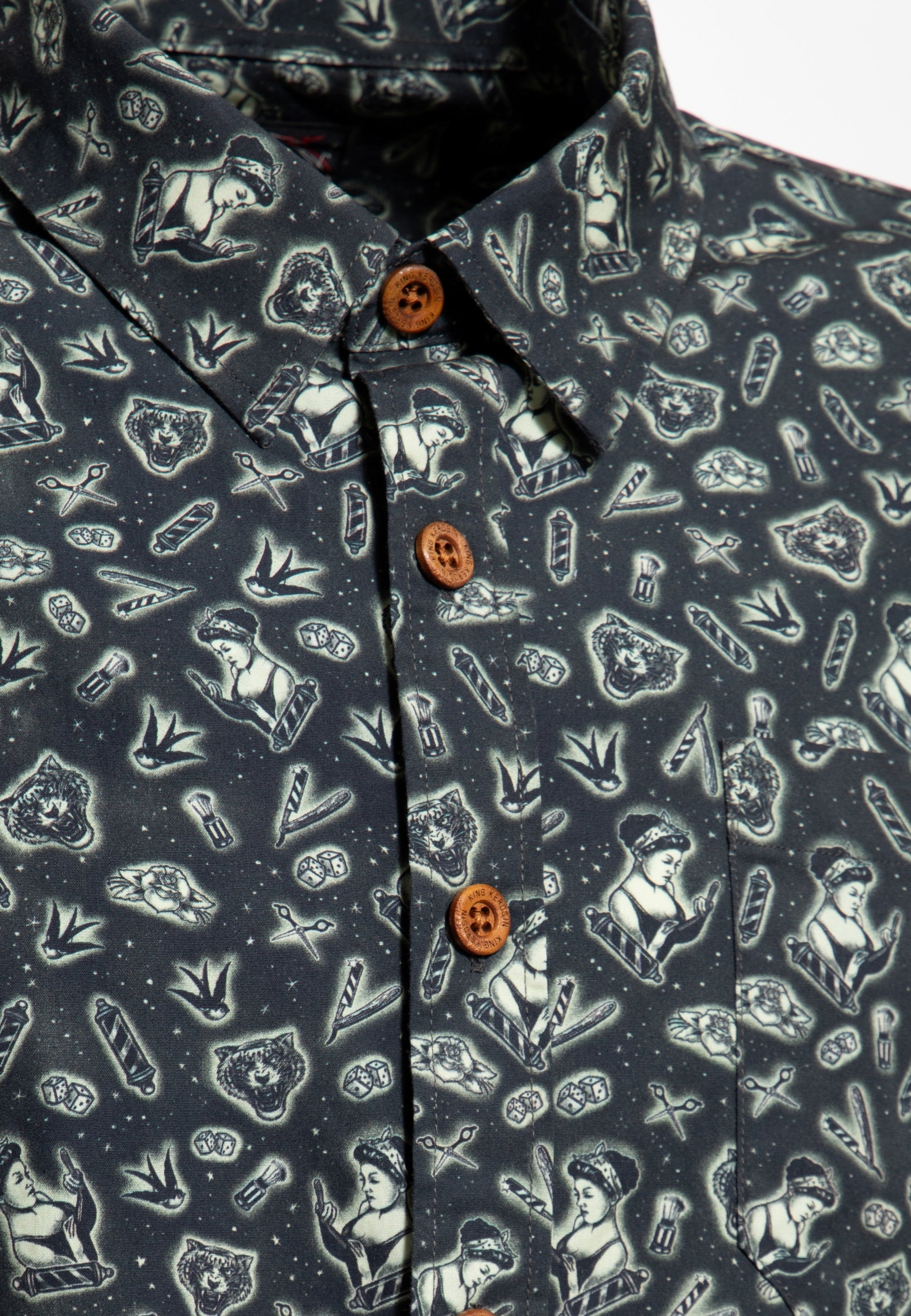 King Kerosin - Langarm Hemd «Oldschool-Tattoos»