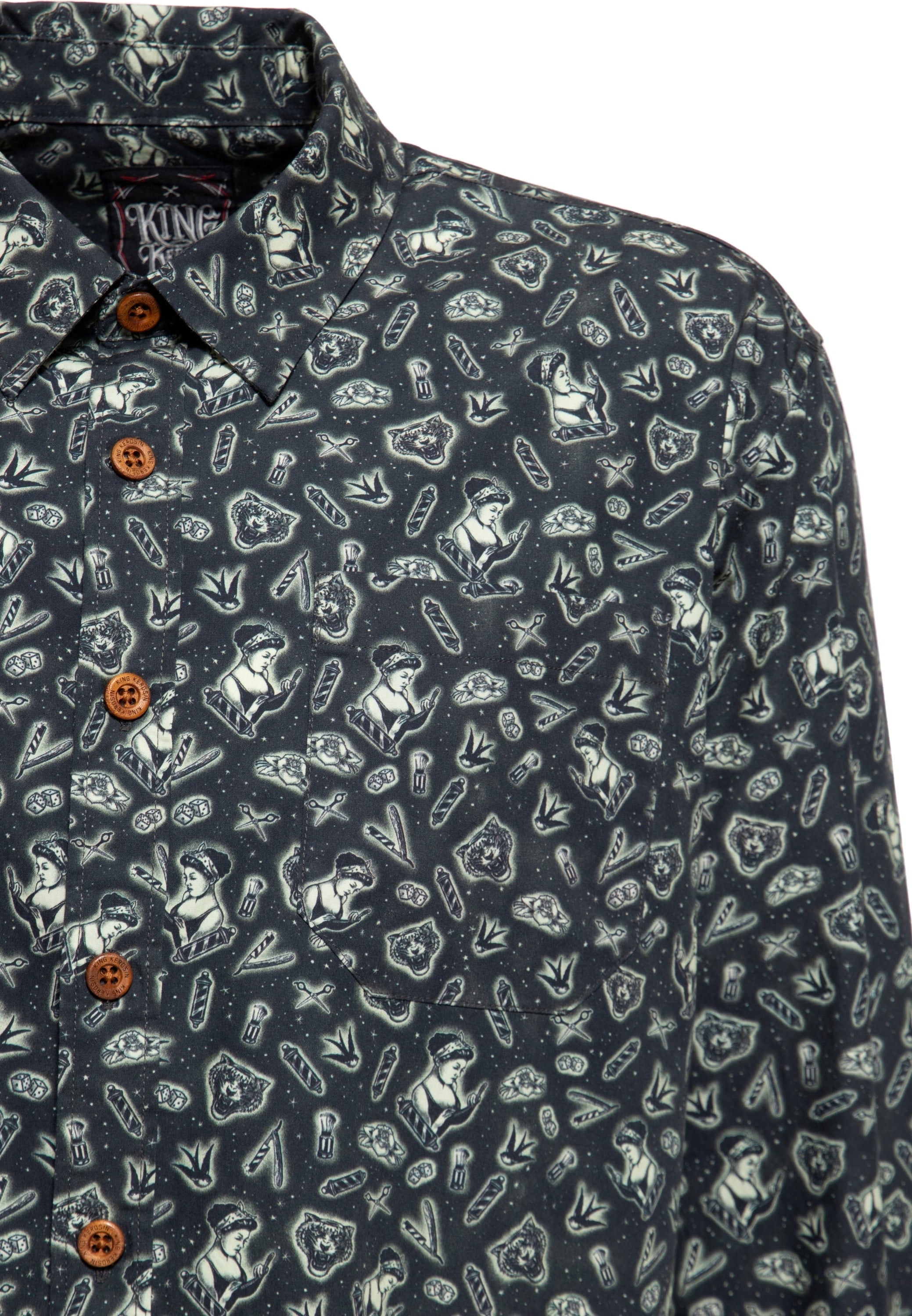 King Kerosin - Langarm Hemd «Oldschool-Tattoos»