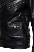 Lederjacke mit Bikerkragen und Gürtel am Saum - KING KEROSIN