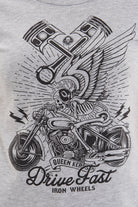 Queen Kerosin - Melange Shirt aus Melange Jersey mit Front Motiv «Drive Fast»