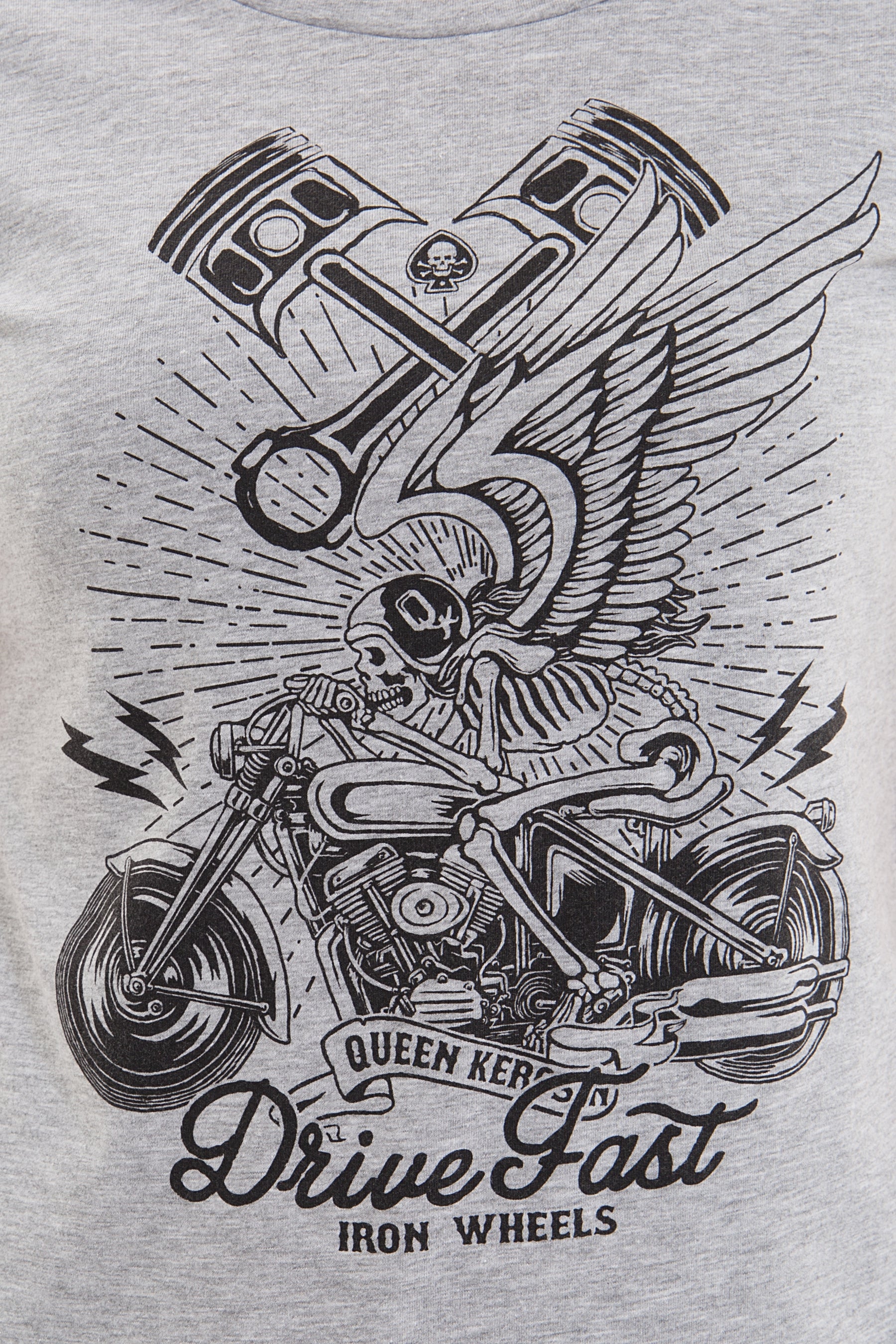 Queen Kerosin - Melange Shirt aus Melange Jersey mit Front Motiv «Drive Fast»