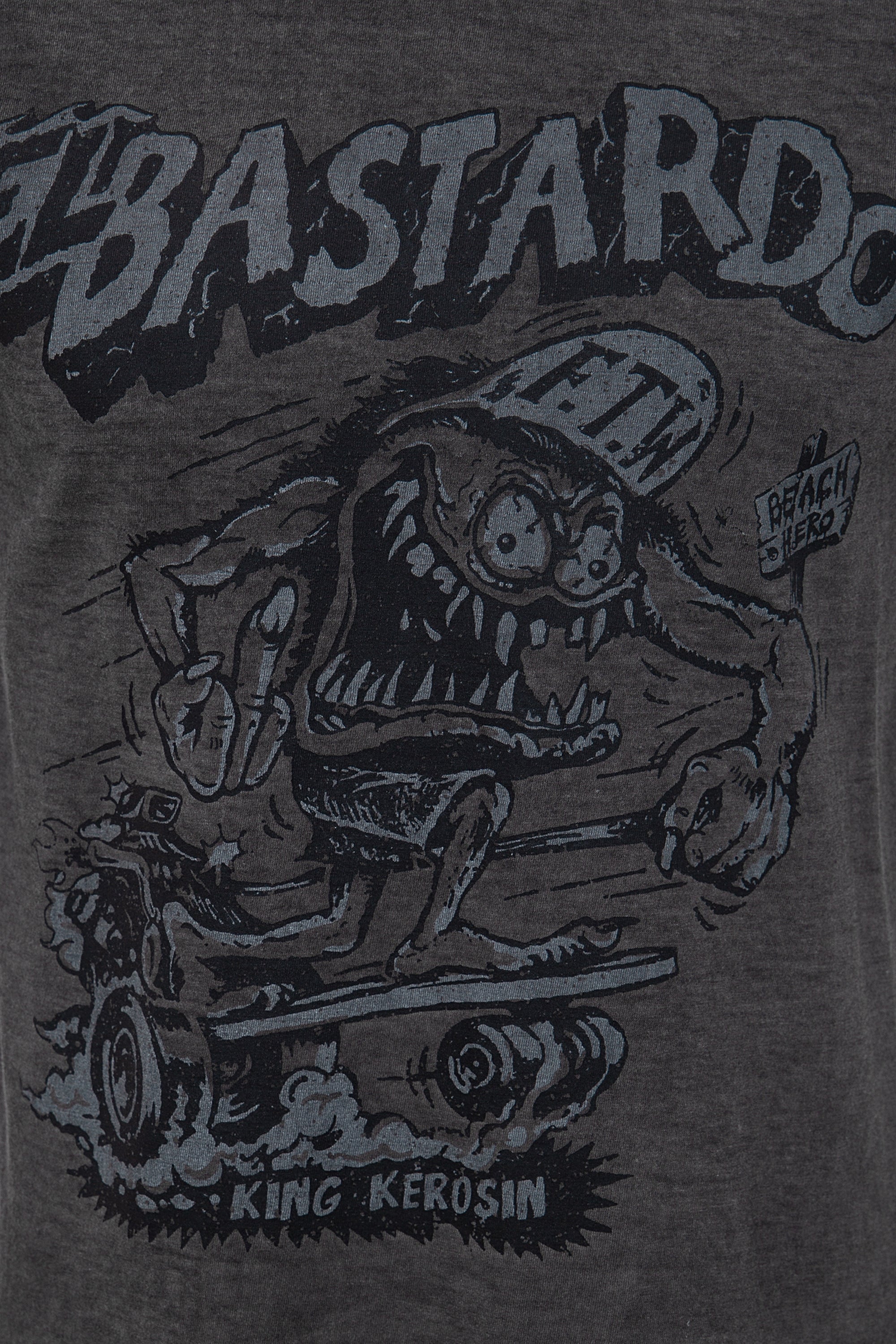 King Kerosin - Oil Washed Print T-Shirt im Used Look «El Bastardo»