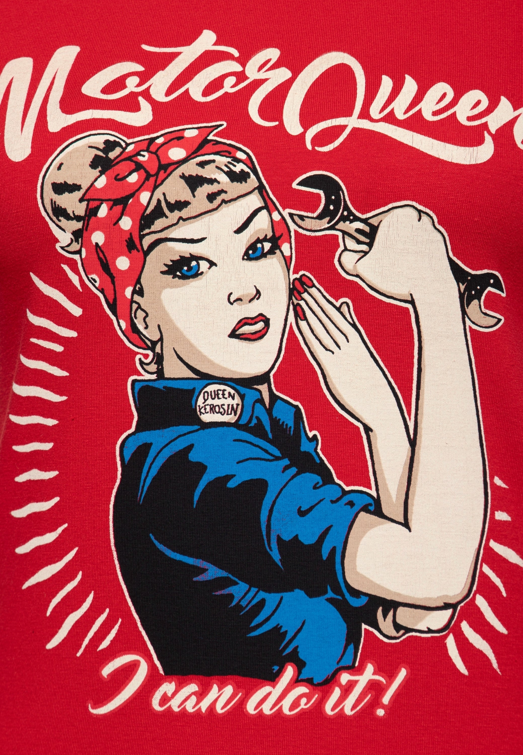 Print T-Shirt «Motor Queen I can do it» - KING KEROSIN