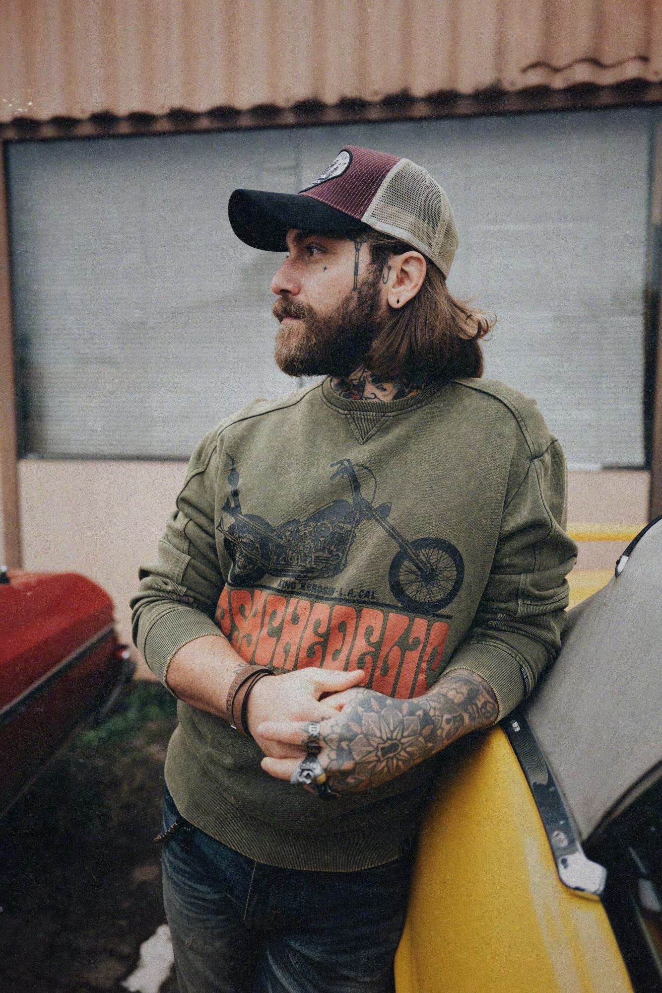 Pullover acid washed «Psychedelic Custom Chopper» - KING KEROSIN