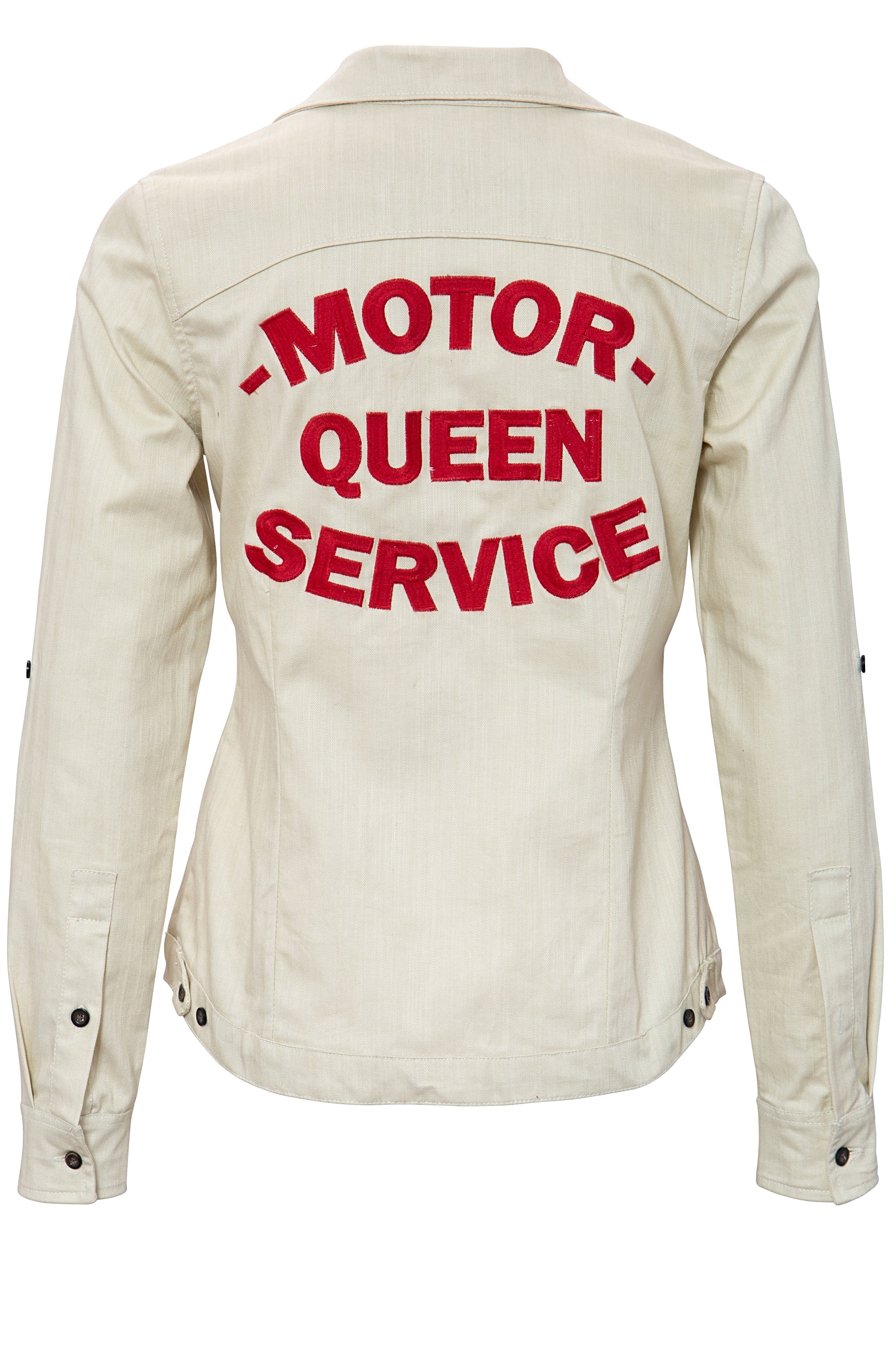 Queen Kerosin - Reverskragen Bluse im Racing Design «Motor Queen»