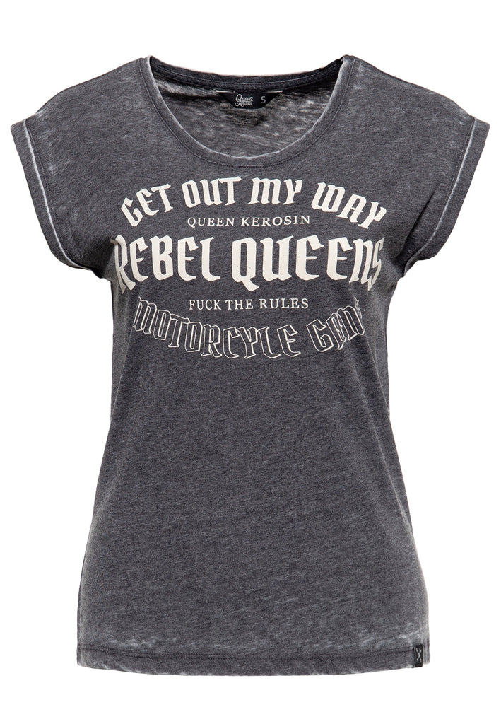 Queen Kerosin - Roll-Up Sleeve T-Shirt «Rebel Queens Motorcycle Gang»