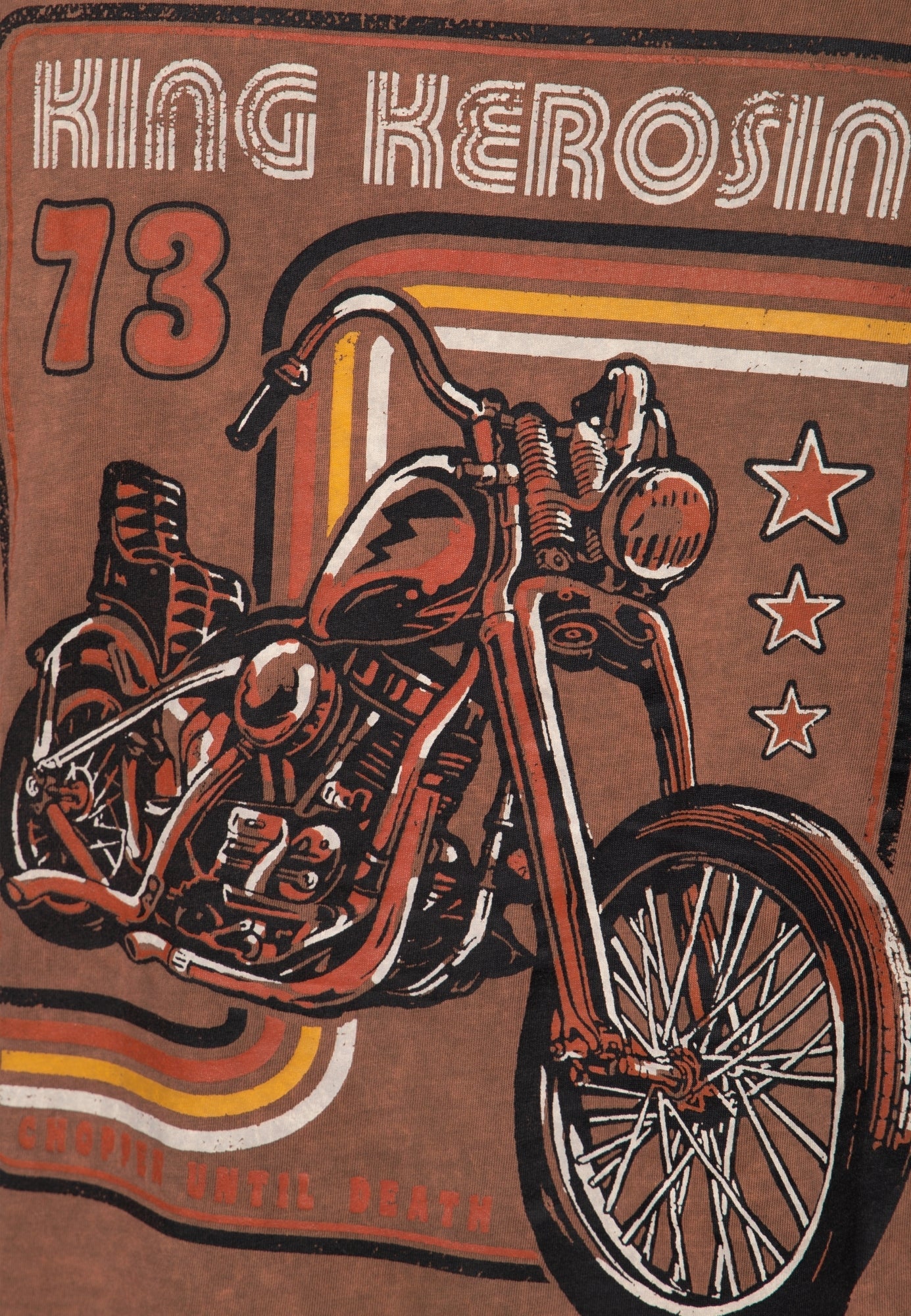 King Kerosin - Roll-Up T-Shirt Acid Wash mit Backprint «Chopper until death»