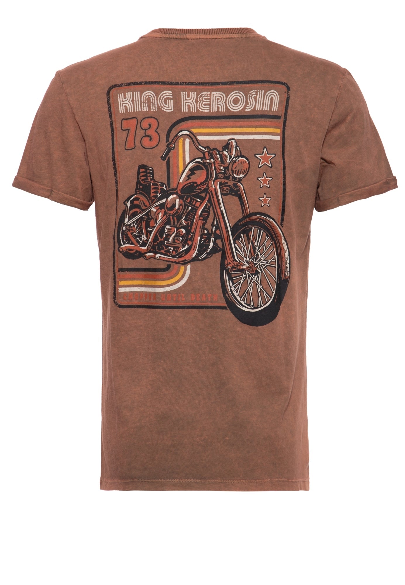 King Kerosin - Roll-Up T-Shirt Acid Wash mit Backprint «Chopper until death»