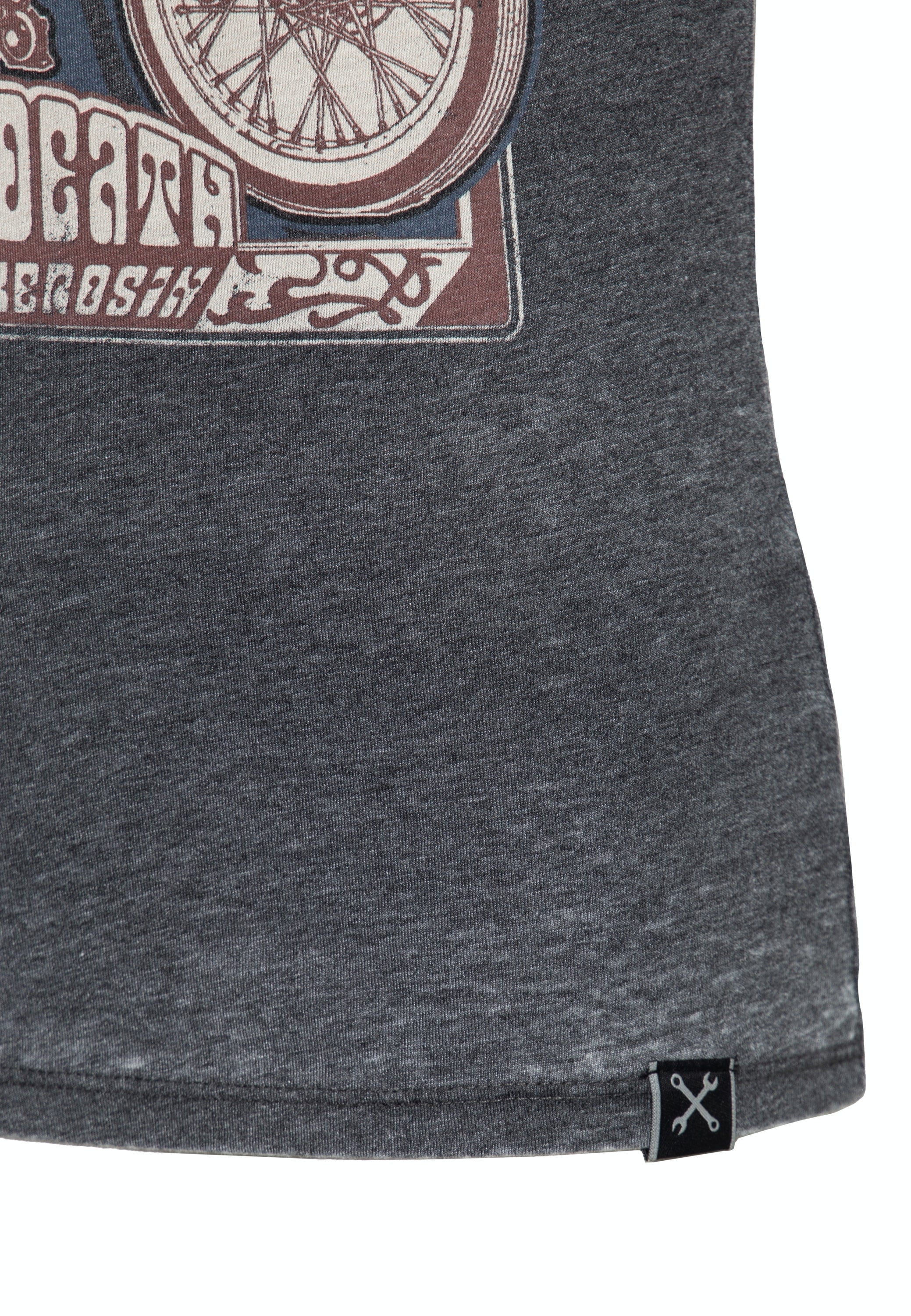 Queen Kerosin - Sleveless Enzymewash Shirt «Chopper 1974»