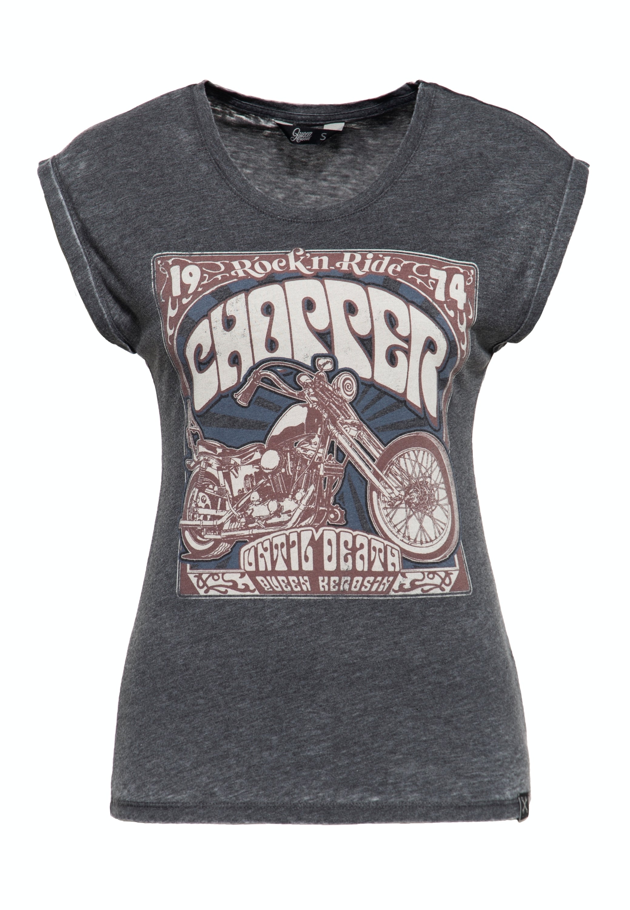 Queen Kerosin - Sleveless Enzymewash Shirt «Chopper 1974»