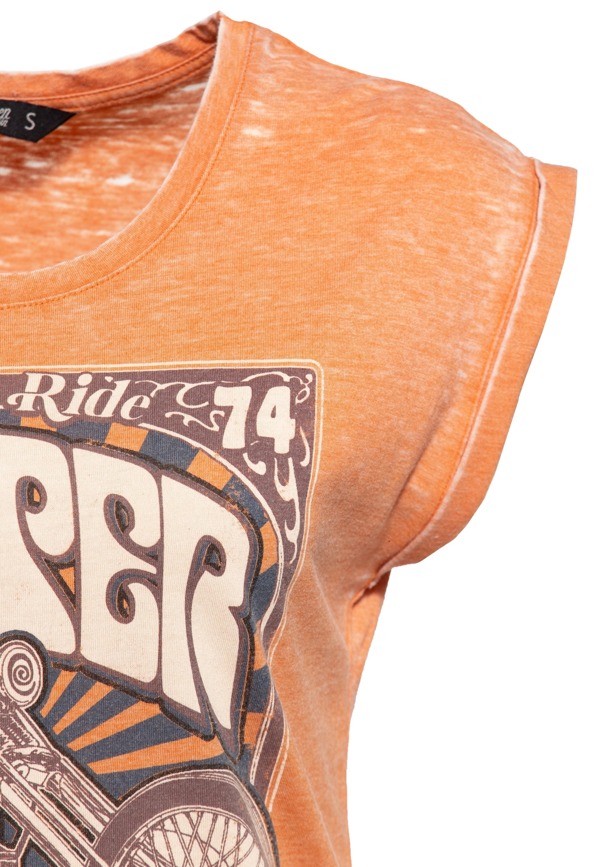 Queen Kerosin - Sleveless Enzymewash Shirt «Chopper 1974»