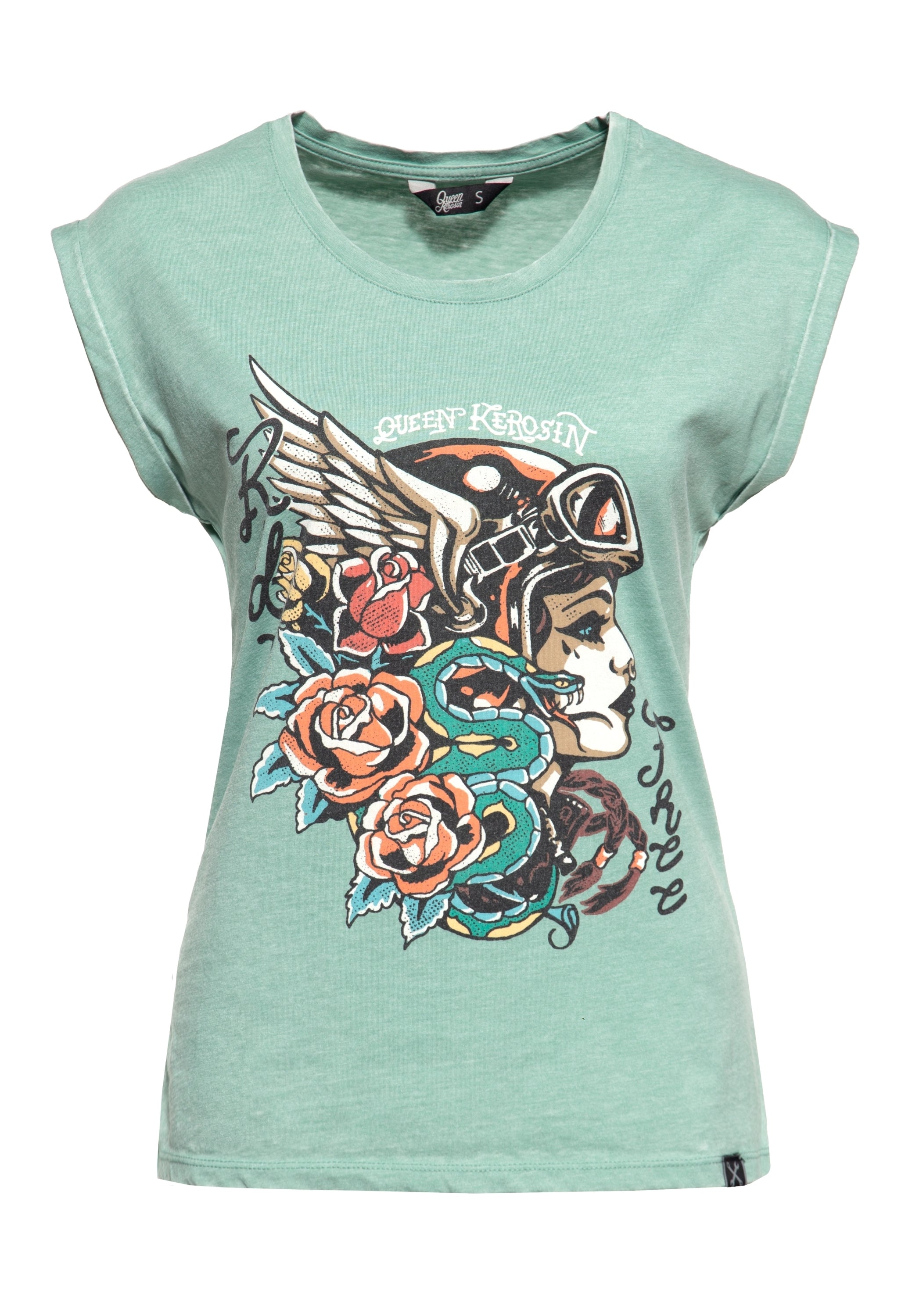 Queen Kerosin - Sleveless Enzymewash Shirt «Snake Girl»
