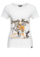 Queen Kerosin - Slim Fit T-Shirt mit V-Ausschnitt und Western Print «Bounty hunter»