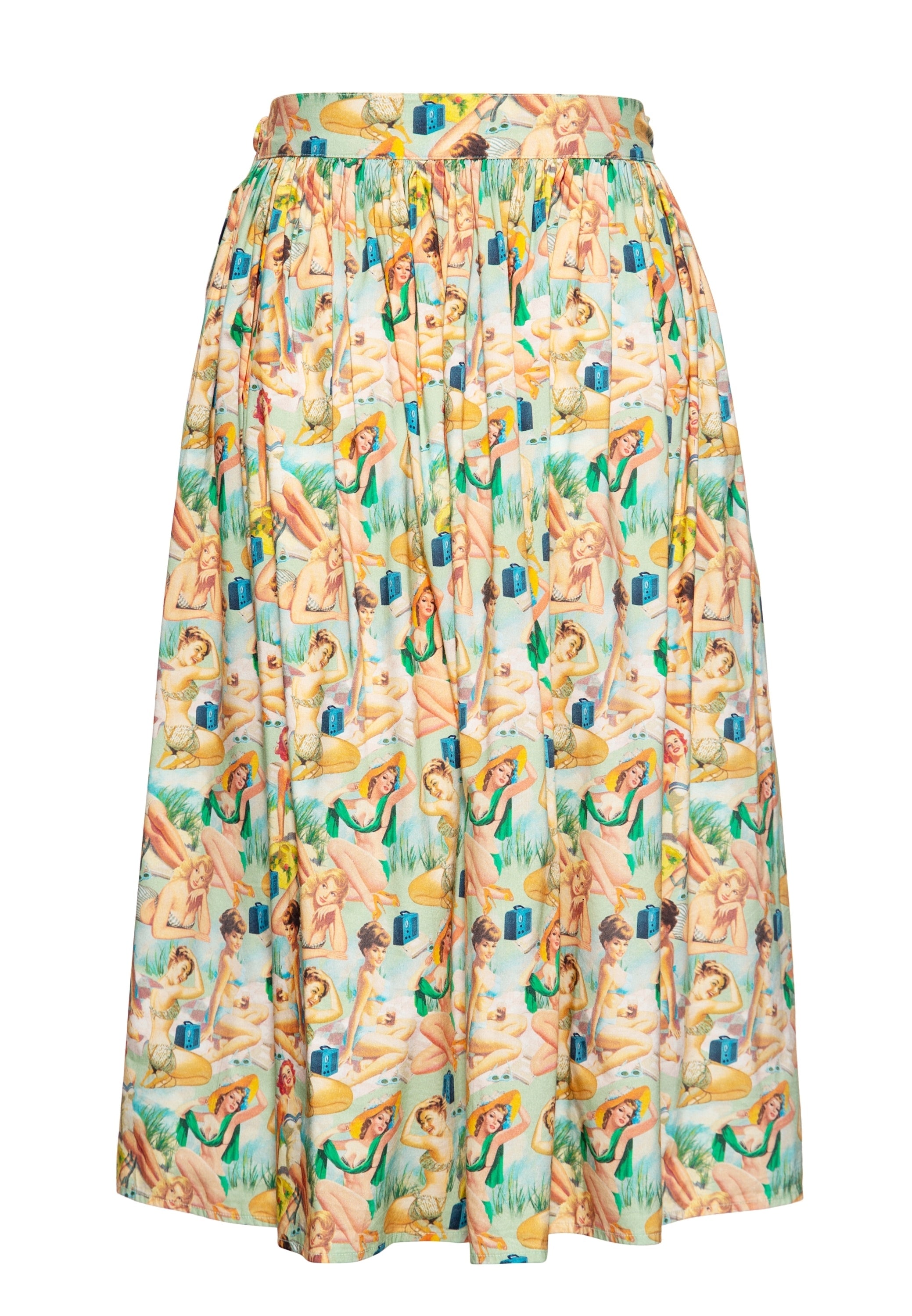 Queen Kerosin - Swing Wickelrock mit Pin-Up All-Over-Print «Pin-Up»