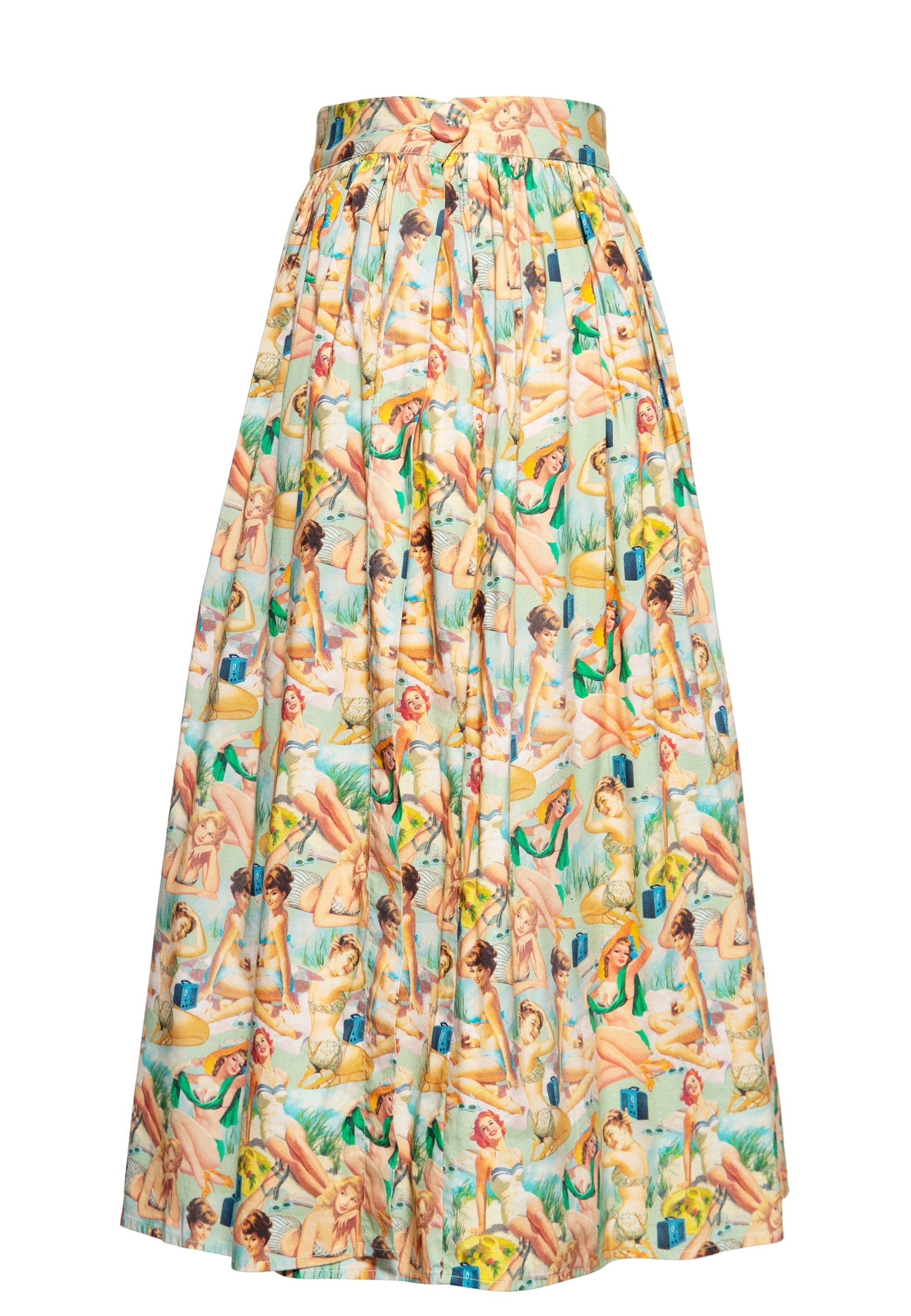 Queen Kerosin - Swing Wickelrock mit Pin-Up All-Over-Print «Pin-Up»