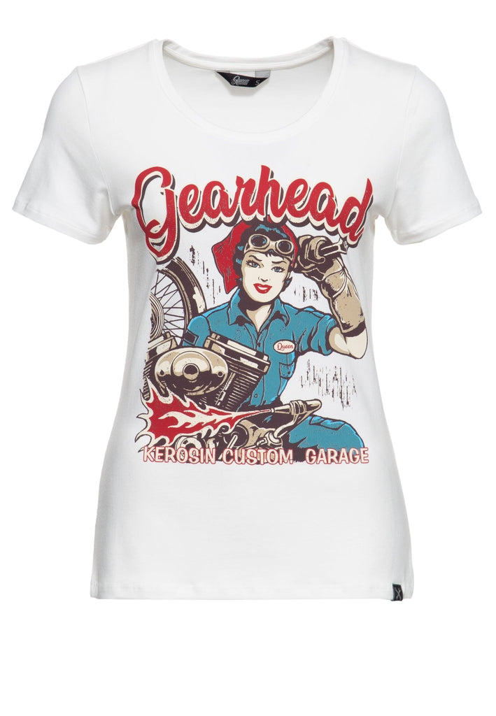 Queen Kerosin - T-Shirt mit Frontprint «Gearhead»