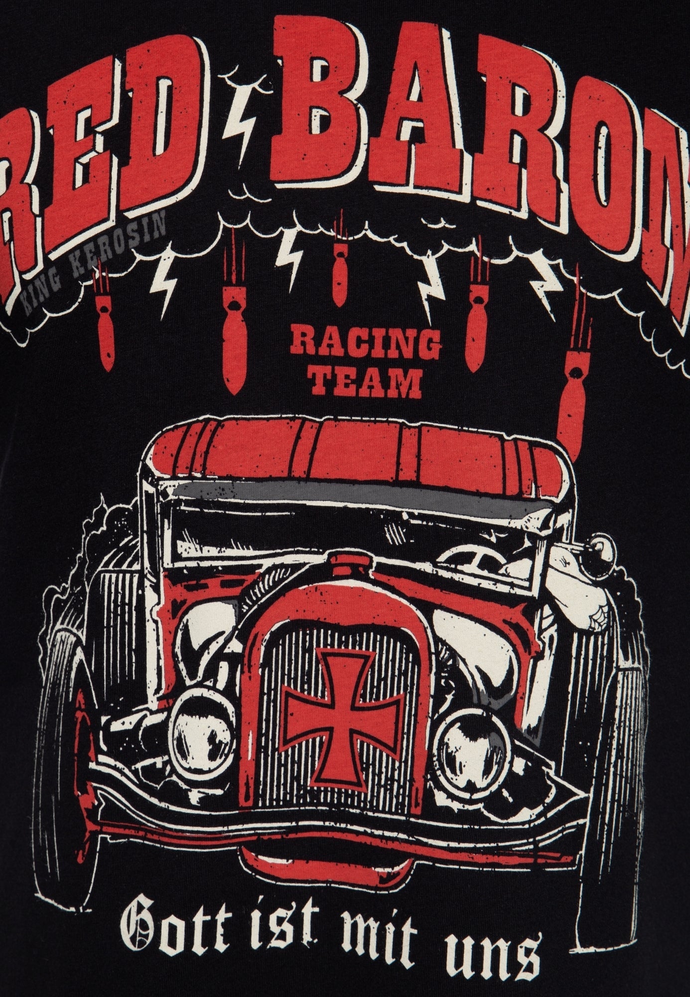 King Kerosin - T-Shirt mit Print in der Front «Gott ist mit uns»