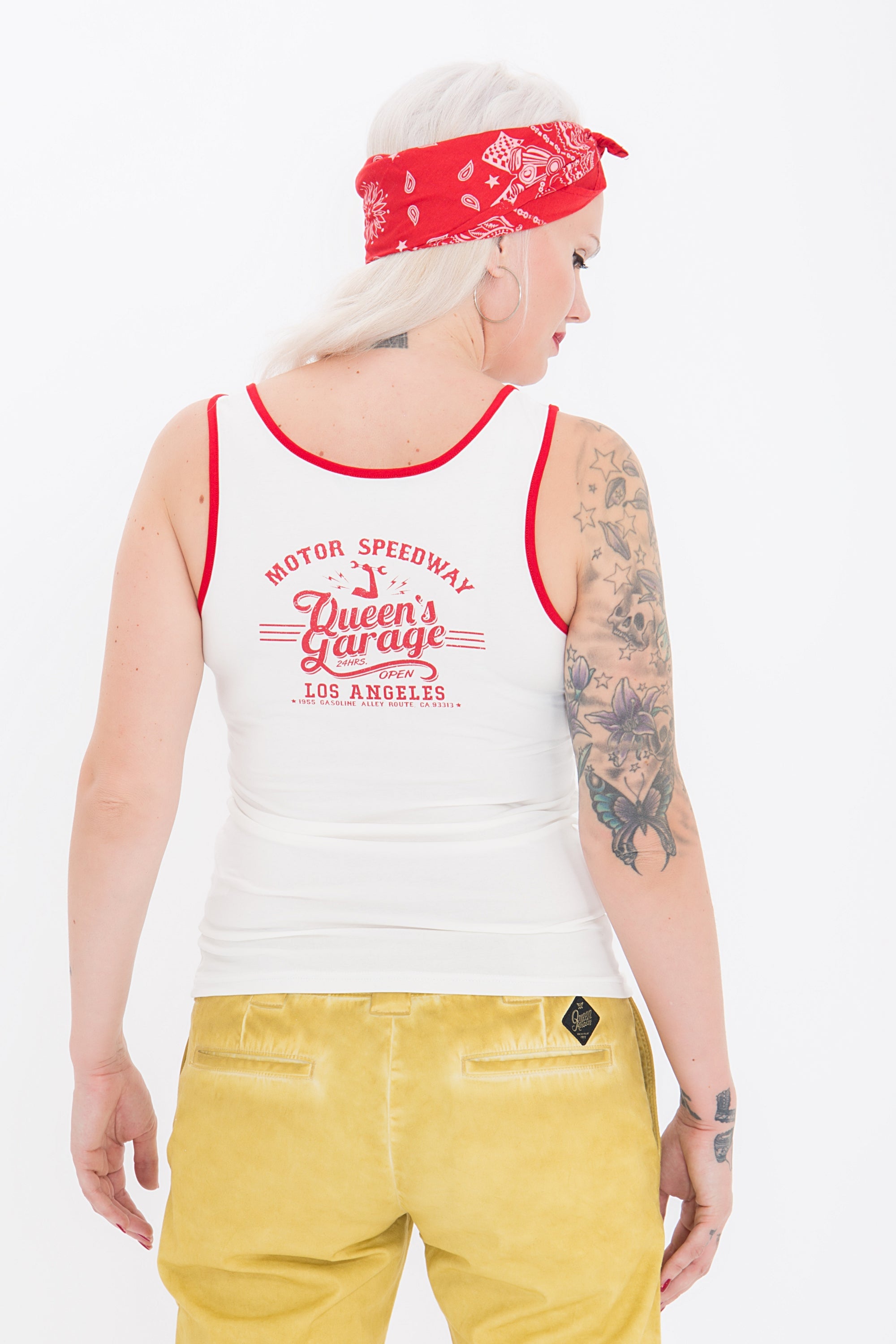 Queen Kerosin - Tank Top mit trendiger Knopfleiste «Speedway»