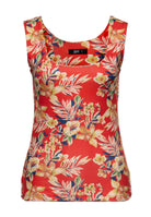 Queen Kerosin - Trägertop mit tropischem All-Over-Print «Hawaii Red»