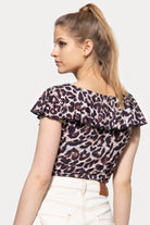 Queen Kerosin - Volant Top mit Leo-Muster