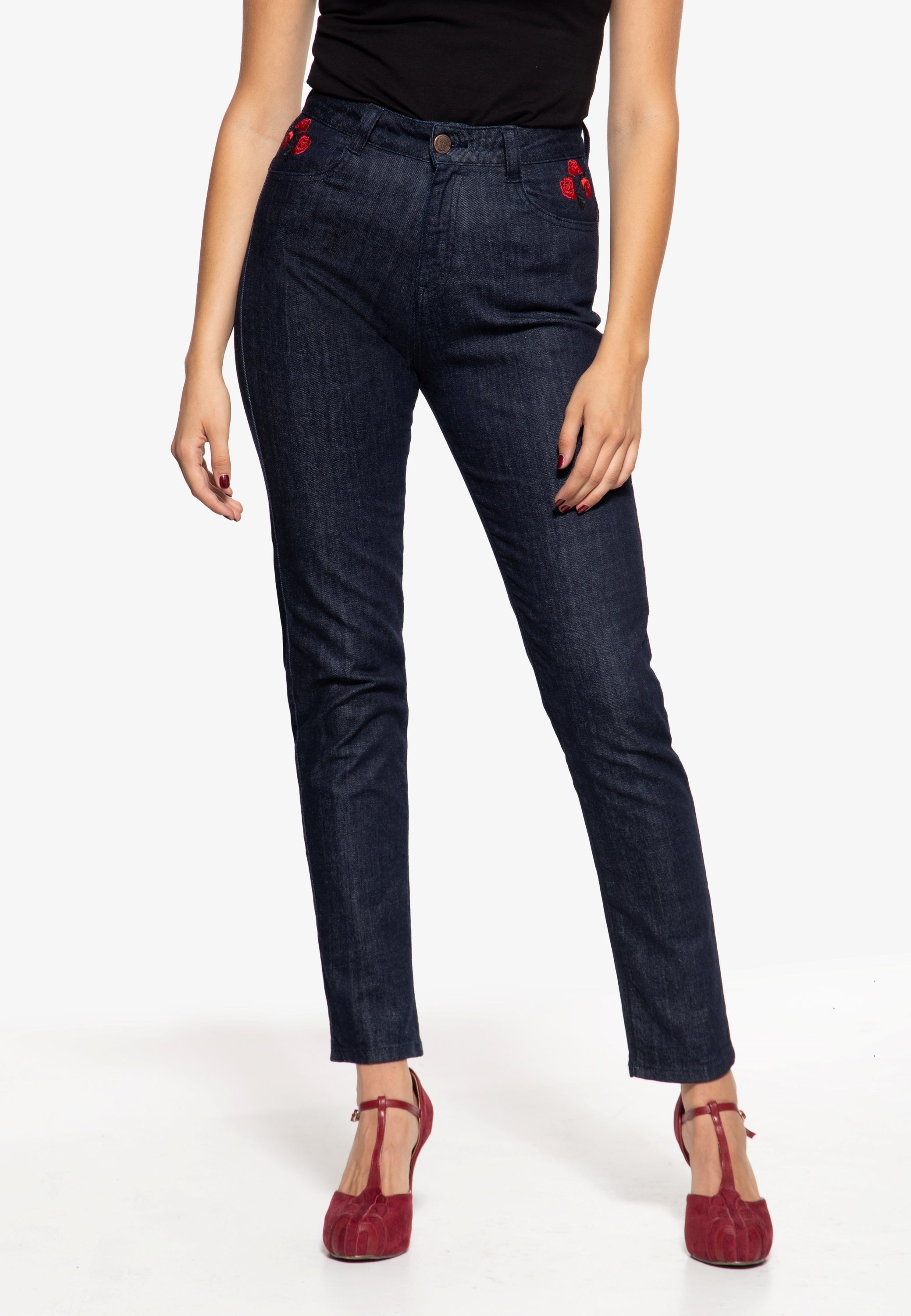 Queen Kerosin - Western Jeanshose «Roses»