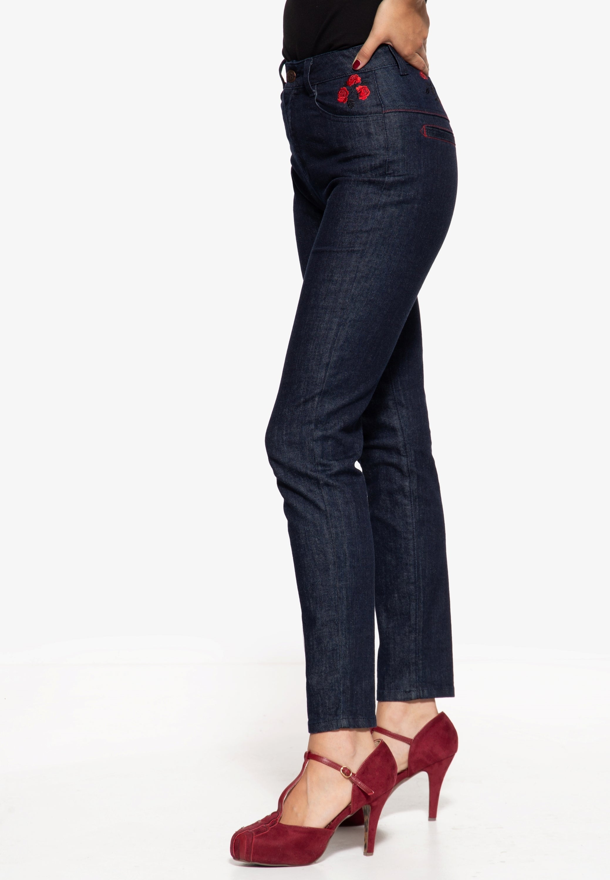 Queen Kerosin - Western Jeanshose «Roses»