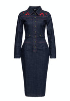 Queen Kerosin - Western Pencil Kleid «Roses»